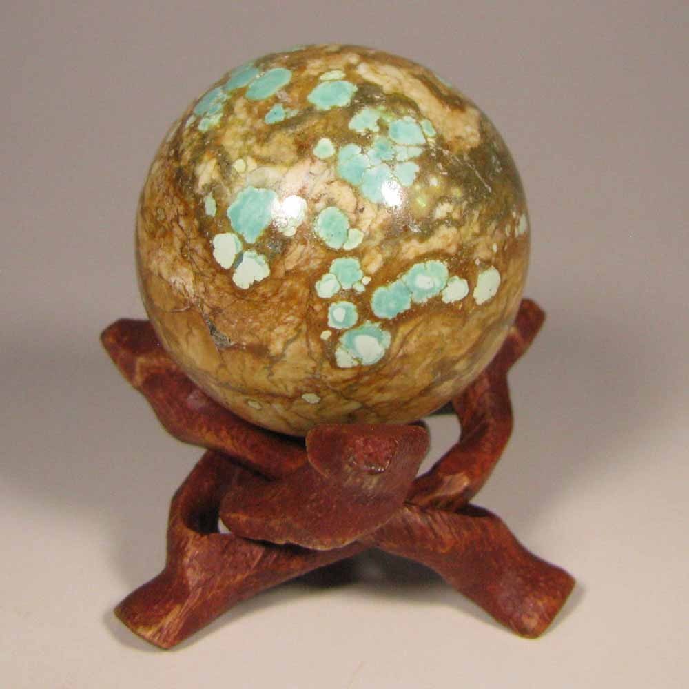 40mm TURQUOISE Gemstone Sphere Ball w/ Stand – Nevada Number 8 Mine