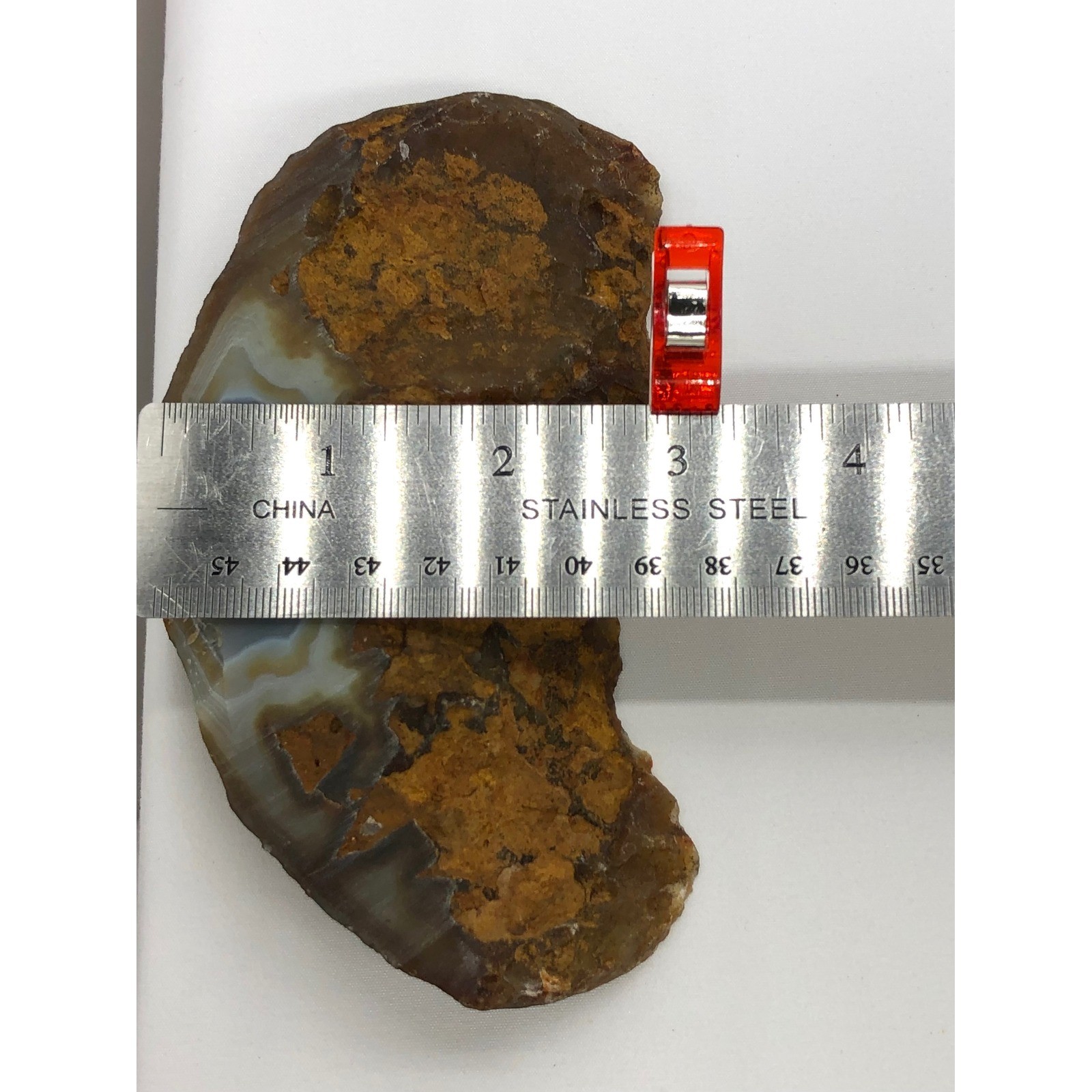 Natural Polished Banded Agate Slice Geode Specimen Brown Gray 5.25 Inch Decor