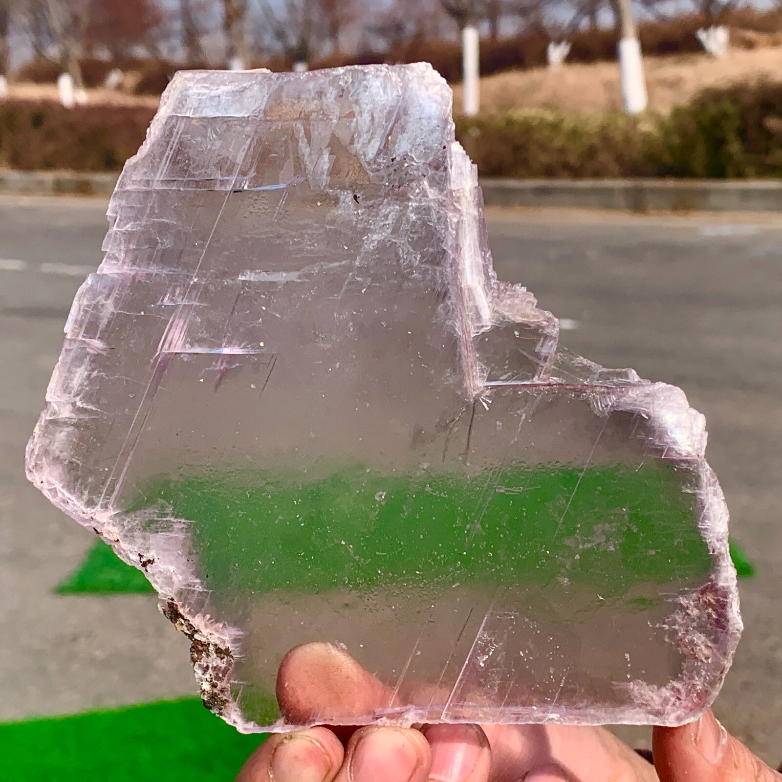 174g Natural purple selenite gypsum quartz crystal slab mineral specimen healin