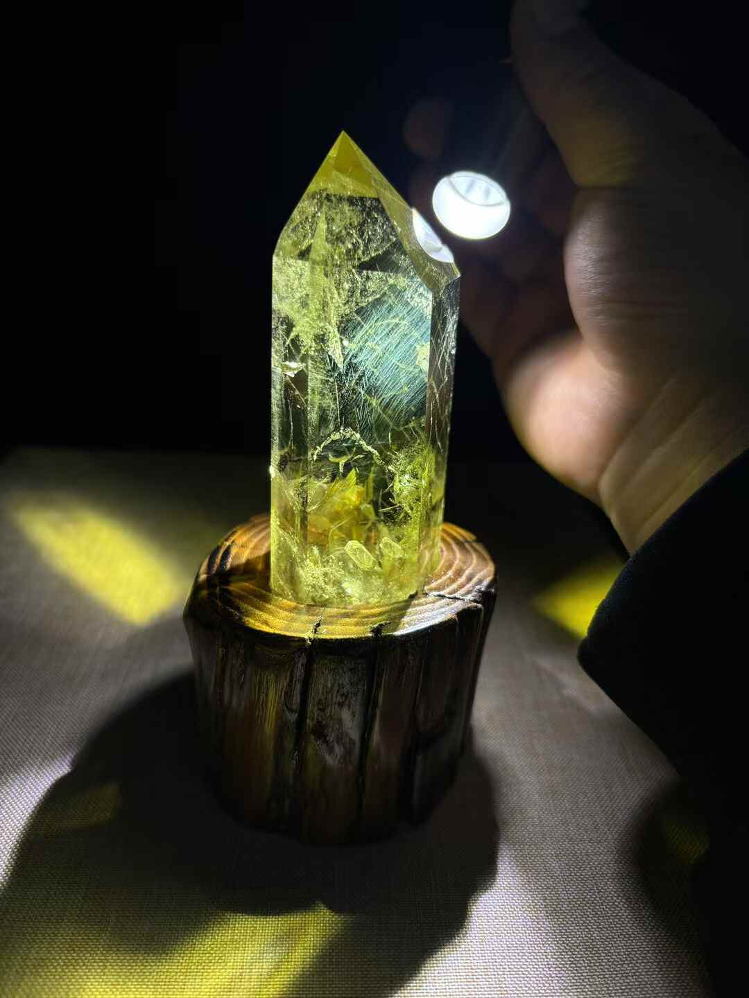 380g Natural Citrine Quartz Obelisk Crystal Energy Point Wand Reiki Decor+Stand