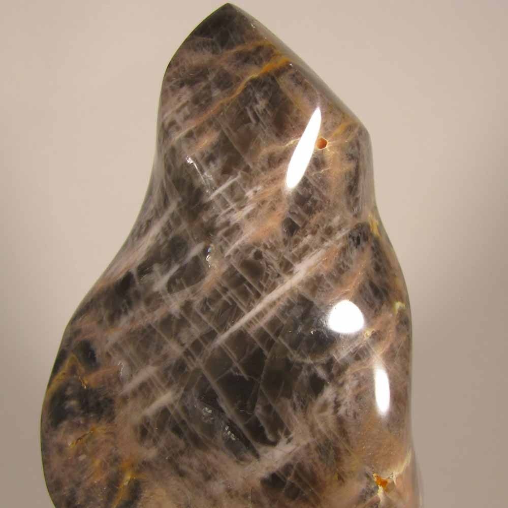 4.7″ BLACK MOONSTONE Flame Gemstone Polished Freeform – Madagascar – 1.8 lbs.