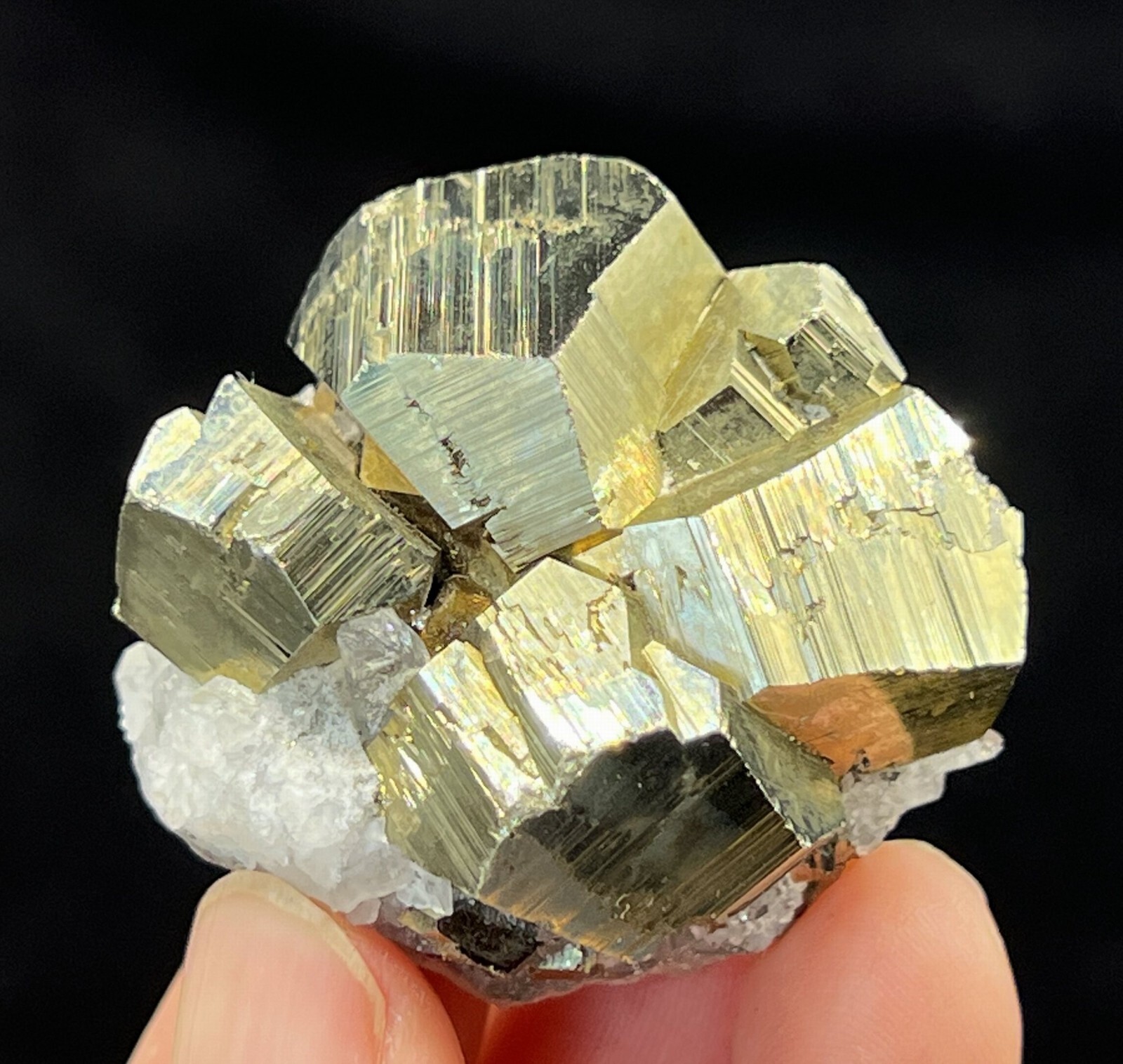 40mm 66g Bright Golden Pyrite with Quartz, Natural Mineral
