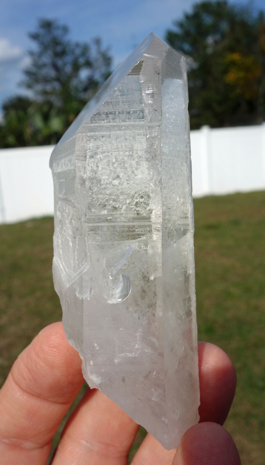 Rare OLD SOUL LEMURIAN QUARTZ Clear Crystal Point with Cool Large Indented KEYS