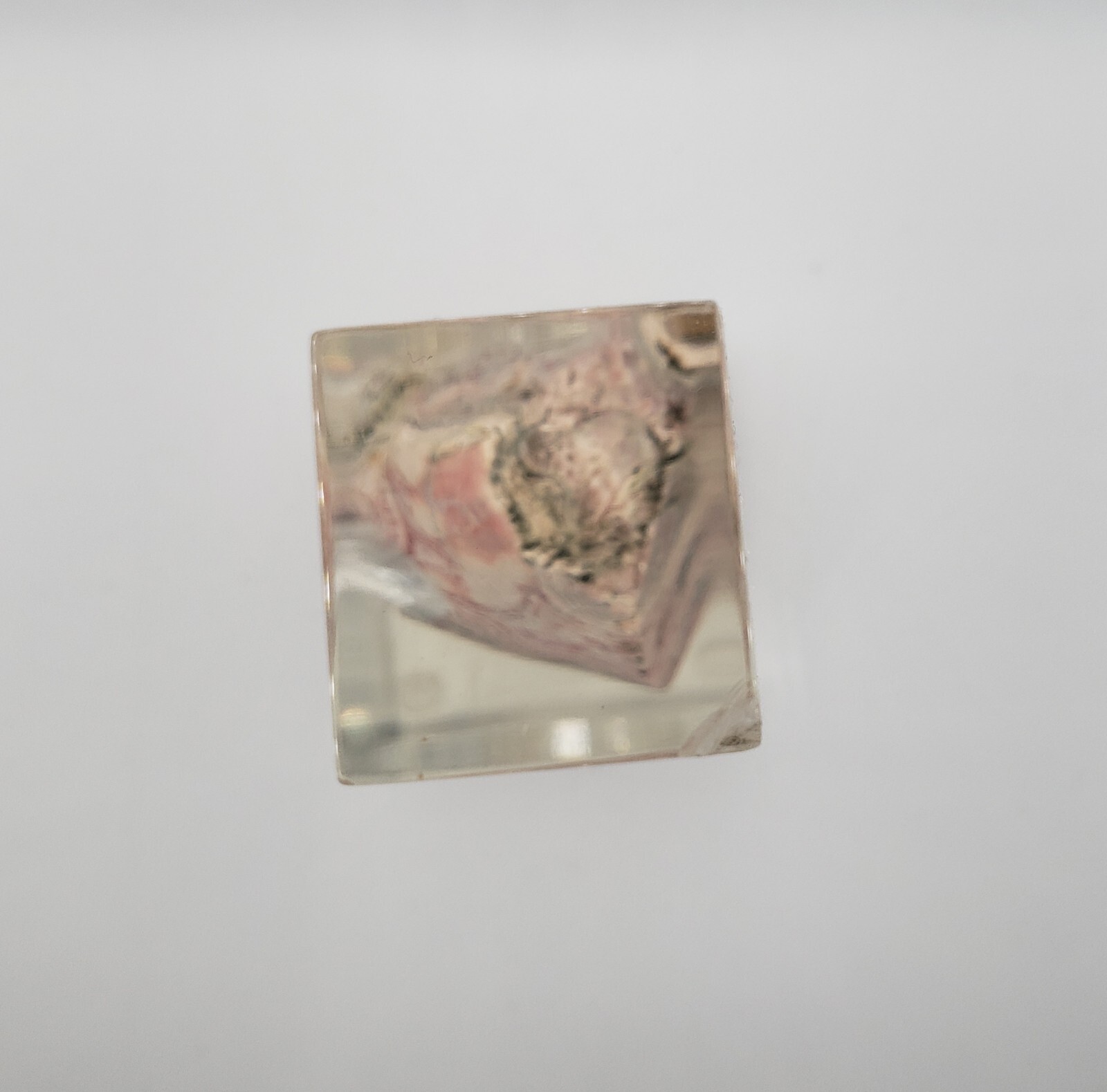 Rhodochrosite Stalactite Inca Rose Pink Mineral Specimen In a Lucite Sculpture