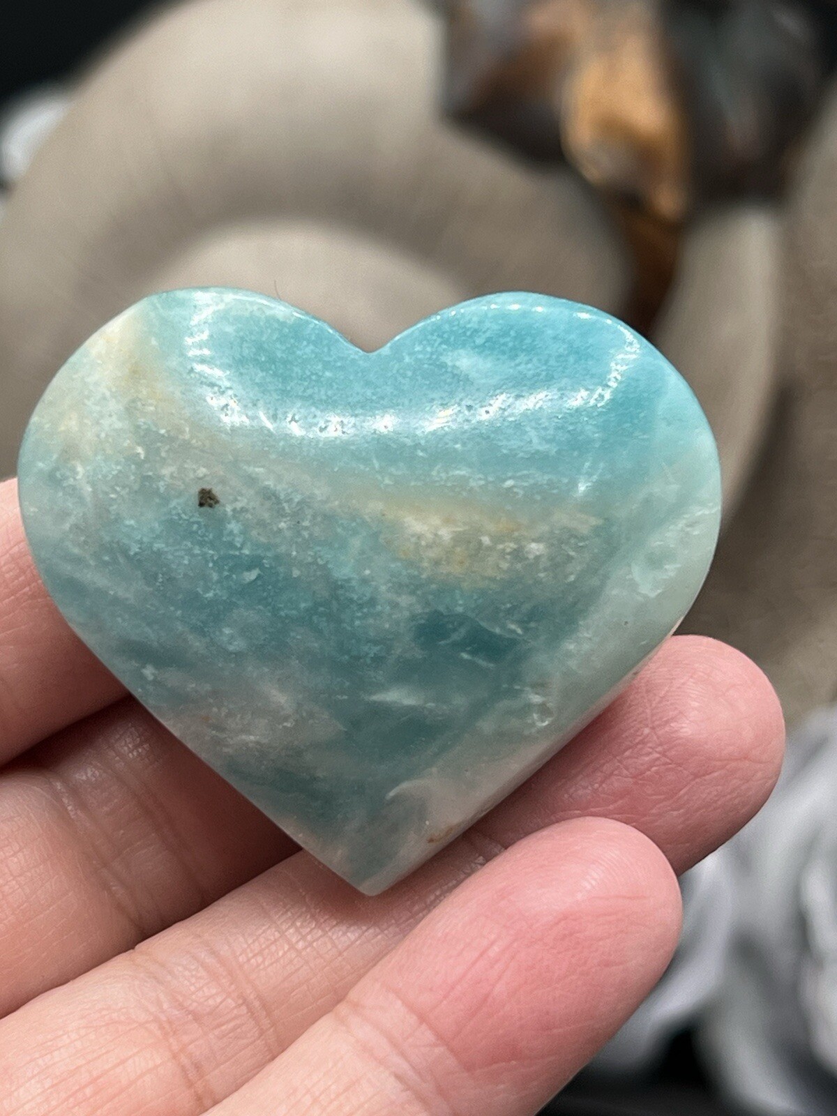 Natural Caribbean Calcite Carved Hearts Beautiful colors Free ship & gift