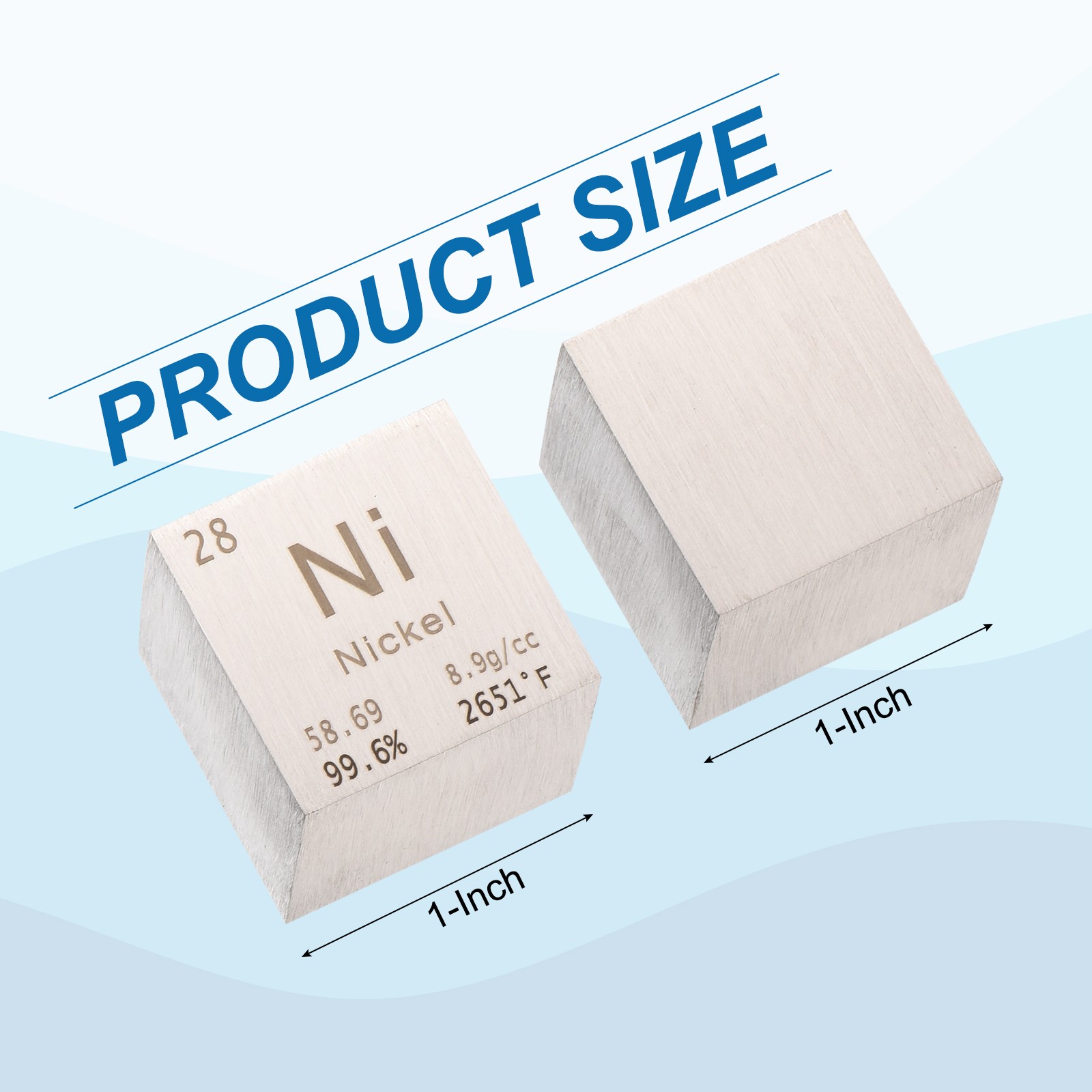 Nickel Cube Metal Element High Density Block Pure Periodic 1″