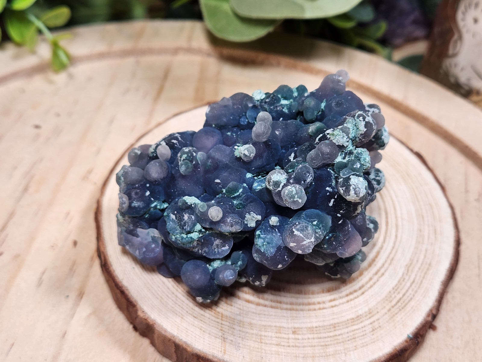 126g Blue Purple Grape Agate Crystal Cluster Botryoidal Chalcedony Indonesia Y7