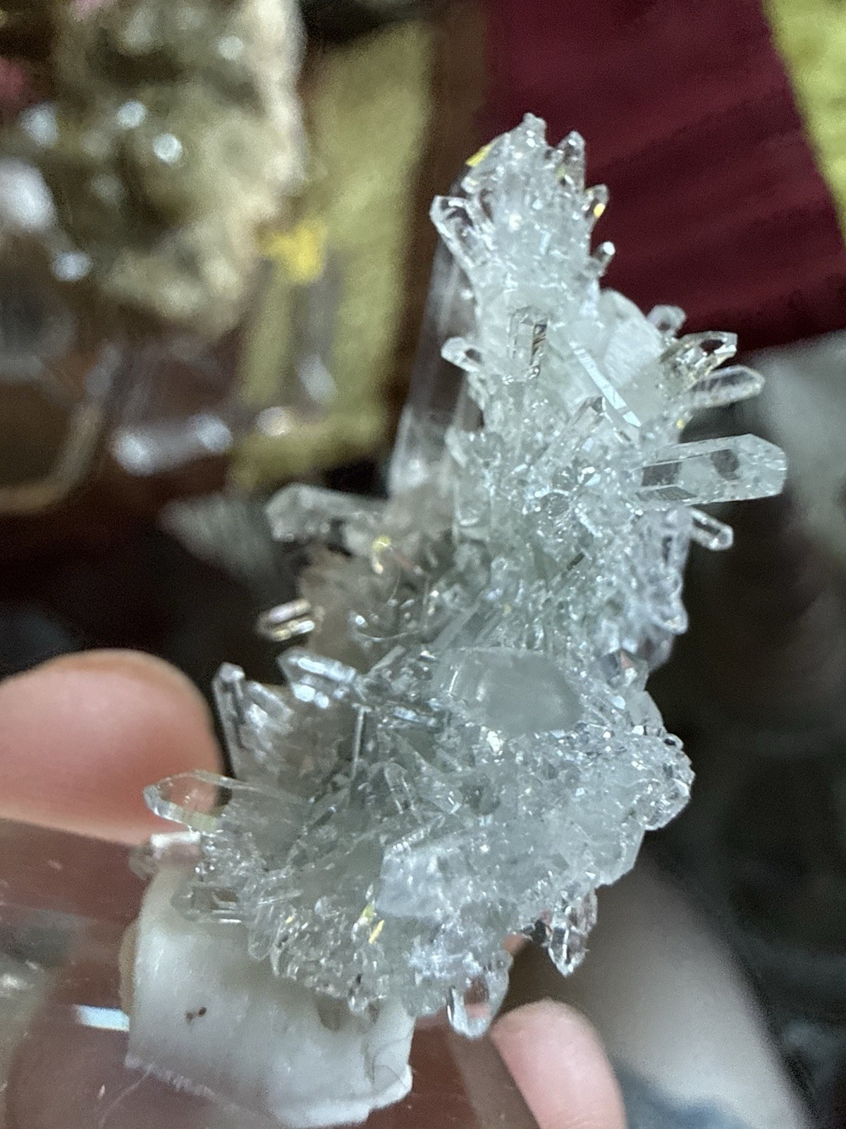 Clear Quartz Crystal Cluster Display Specimen on Acrylic Stand, 0.78 oz