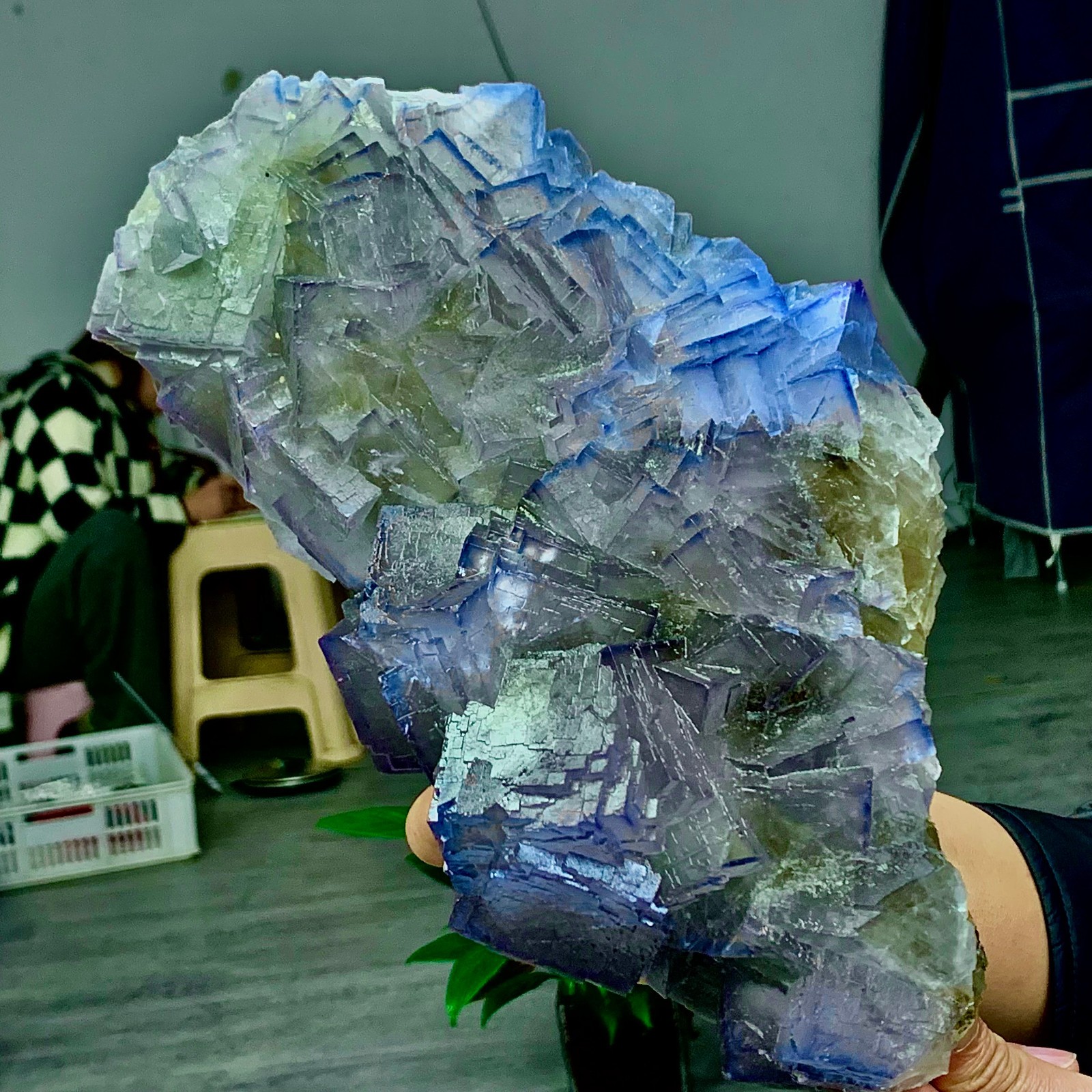 9.57LB Natural purple QR code fluorite cubic crystal mineral specimen
