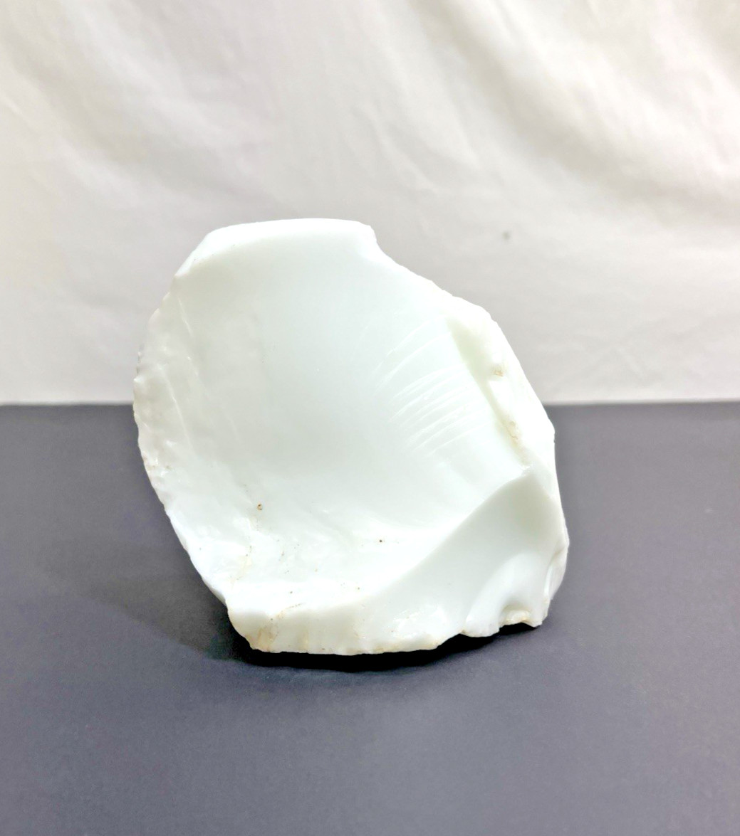 Vintage White Opaque Slag Glass Cullet Chunk Raw Industrial Glass Decor 5×4