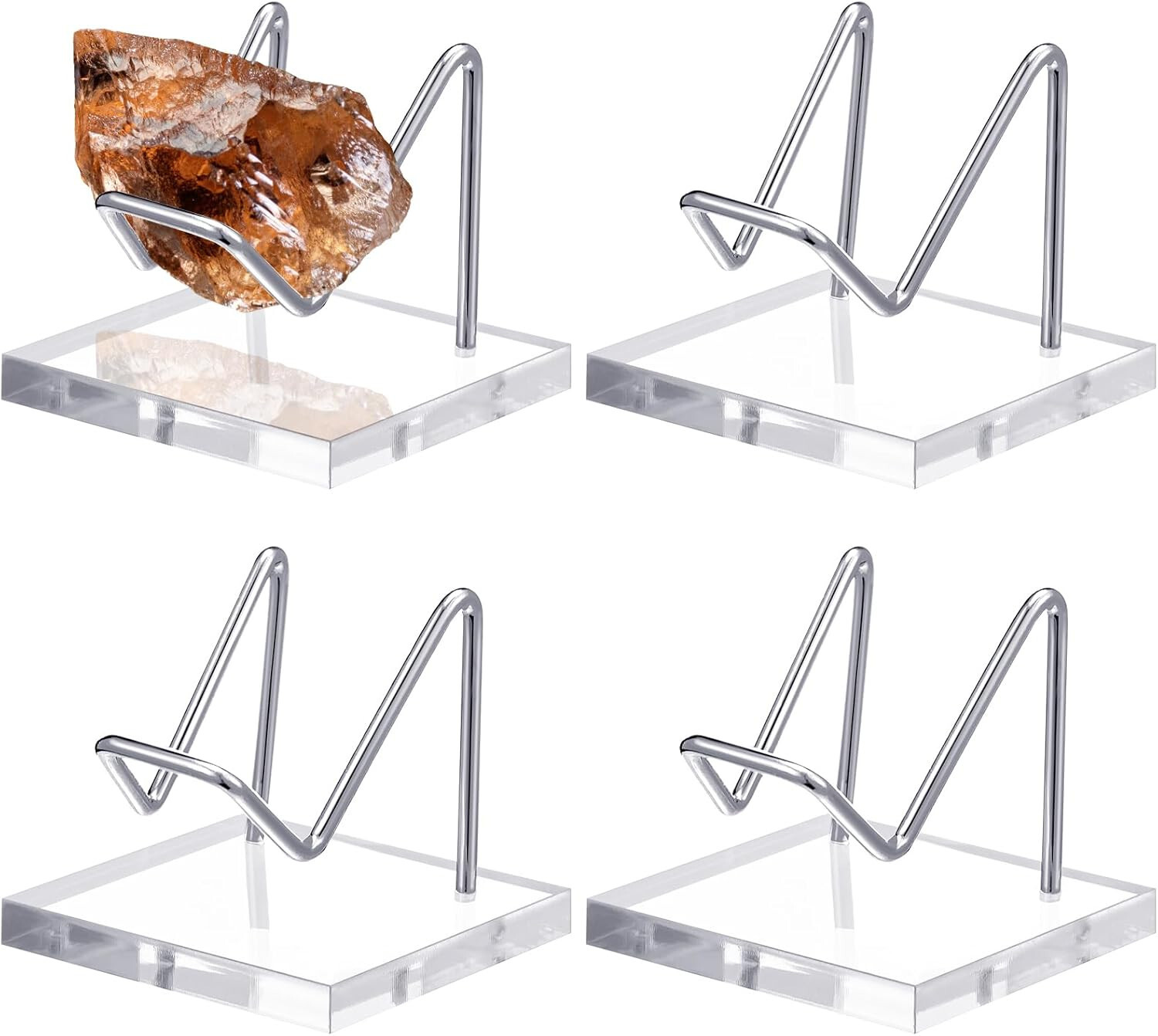 4pcs Acrylic Display Holder Easel Stand Rack Support for Specimen Mineral Agate