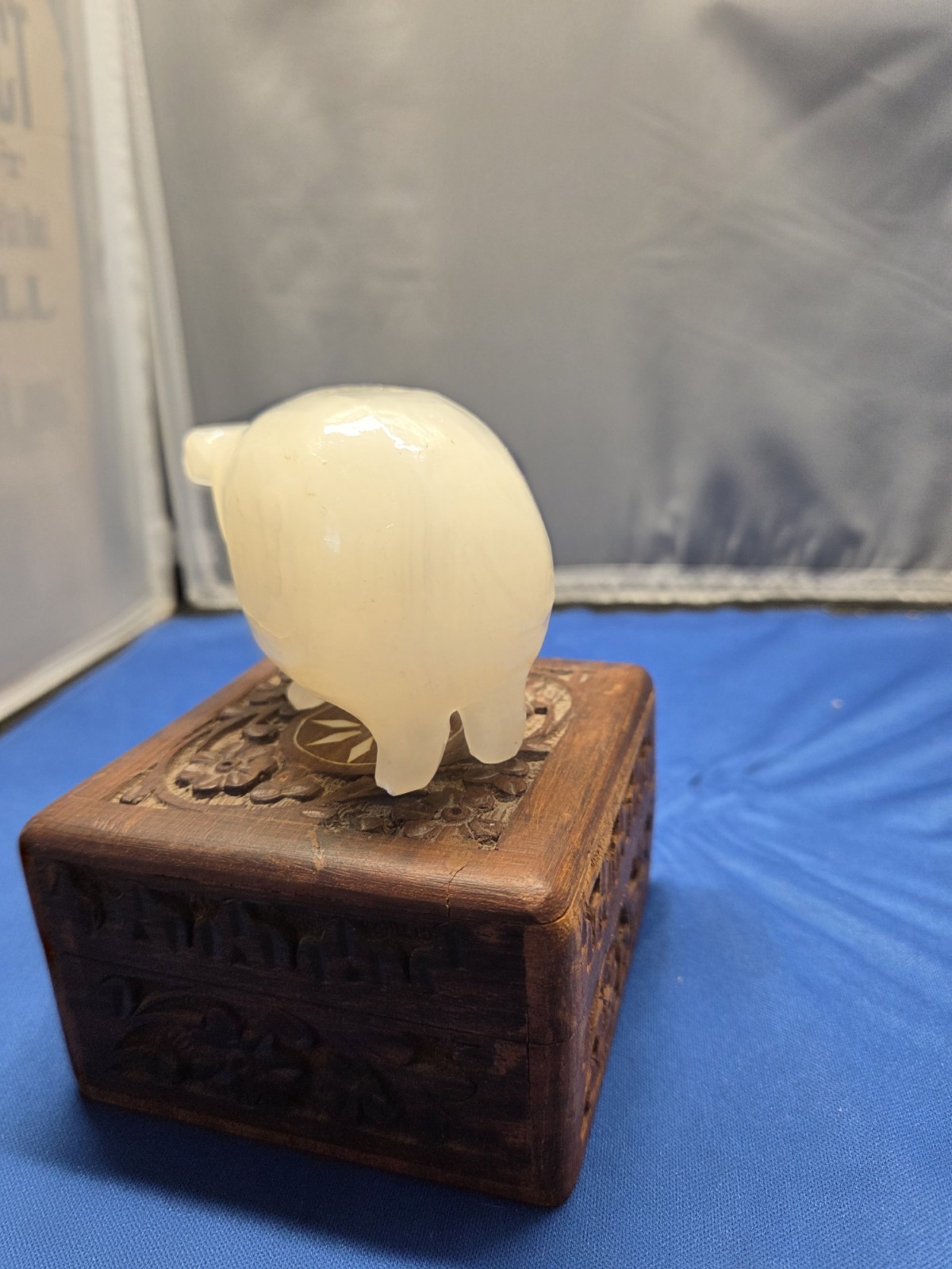Carved White Opaque Quartz Stone Pig Figurine Healing Stone