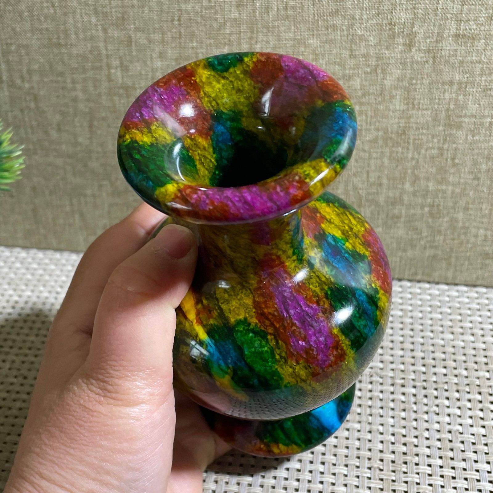 820g Seven Colors Jade vase specimen Decorative -Taiwan China