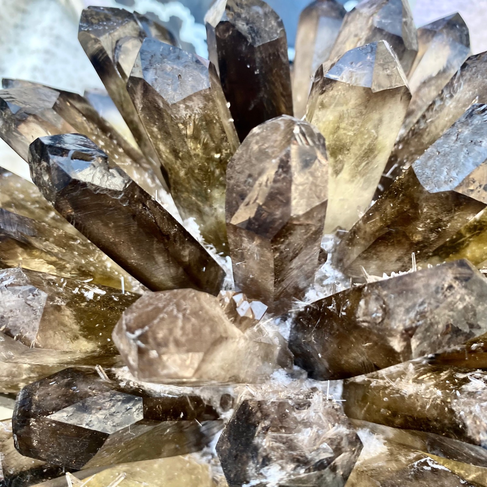 13.27LB New Find black Phantom Quartz Crystal Cluster Mineral Specimen Healing