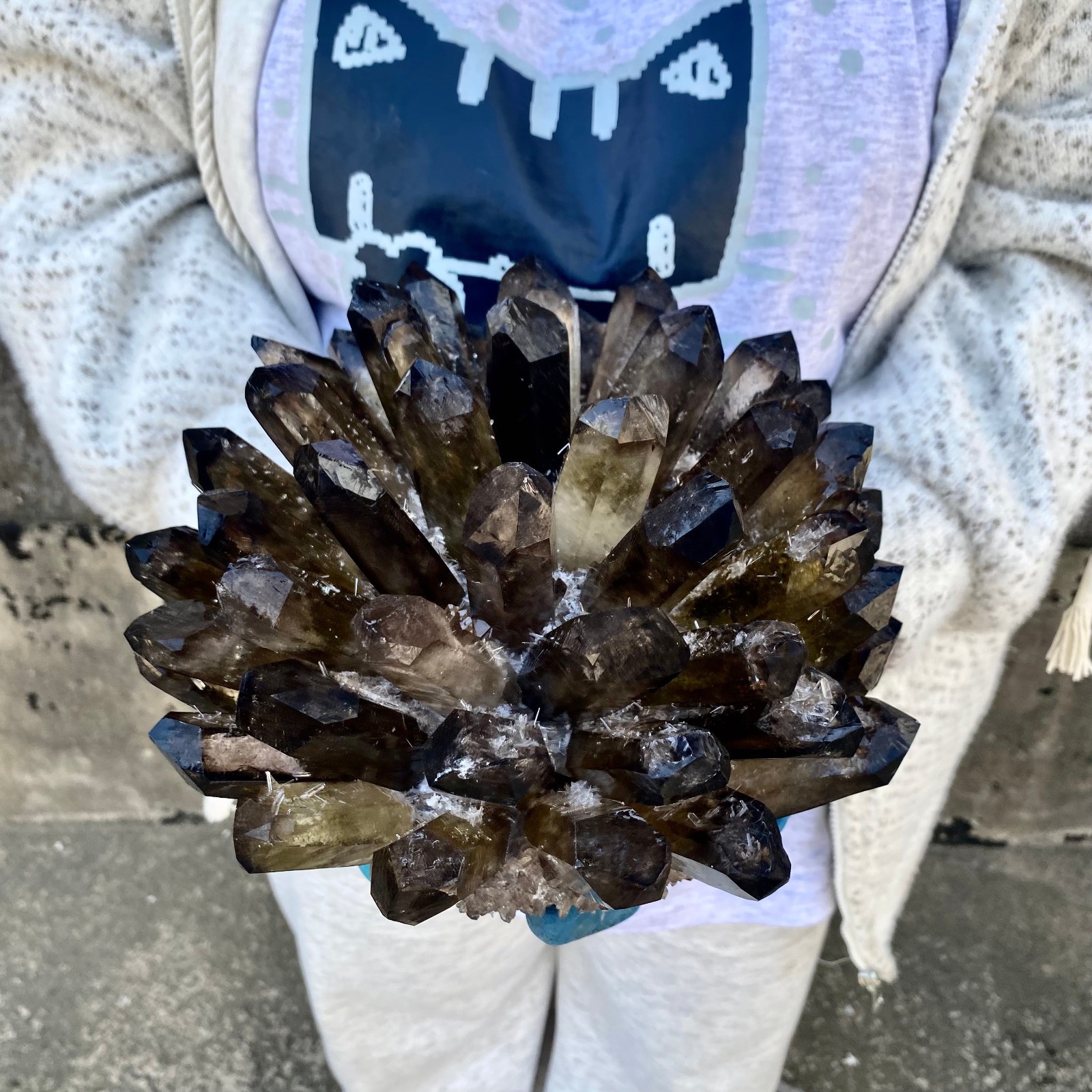13.27LB New Find black Phantom Quartz Crystal Cluster Mineral Specimen Healing