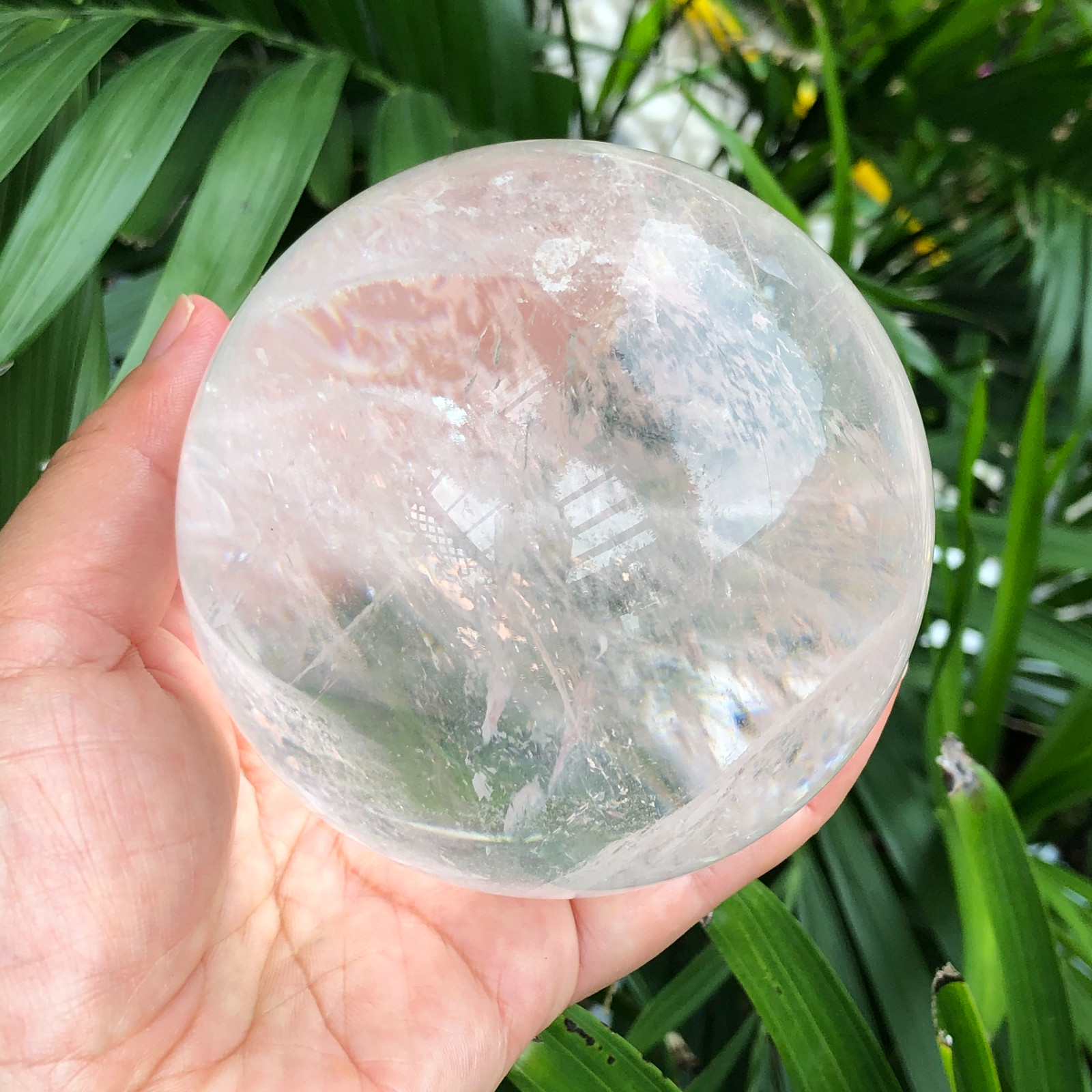858g white crystal transparent quartz crystal ball Reiki repair 141