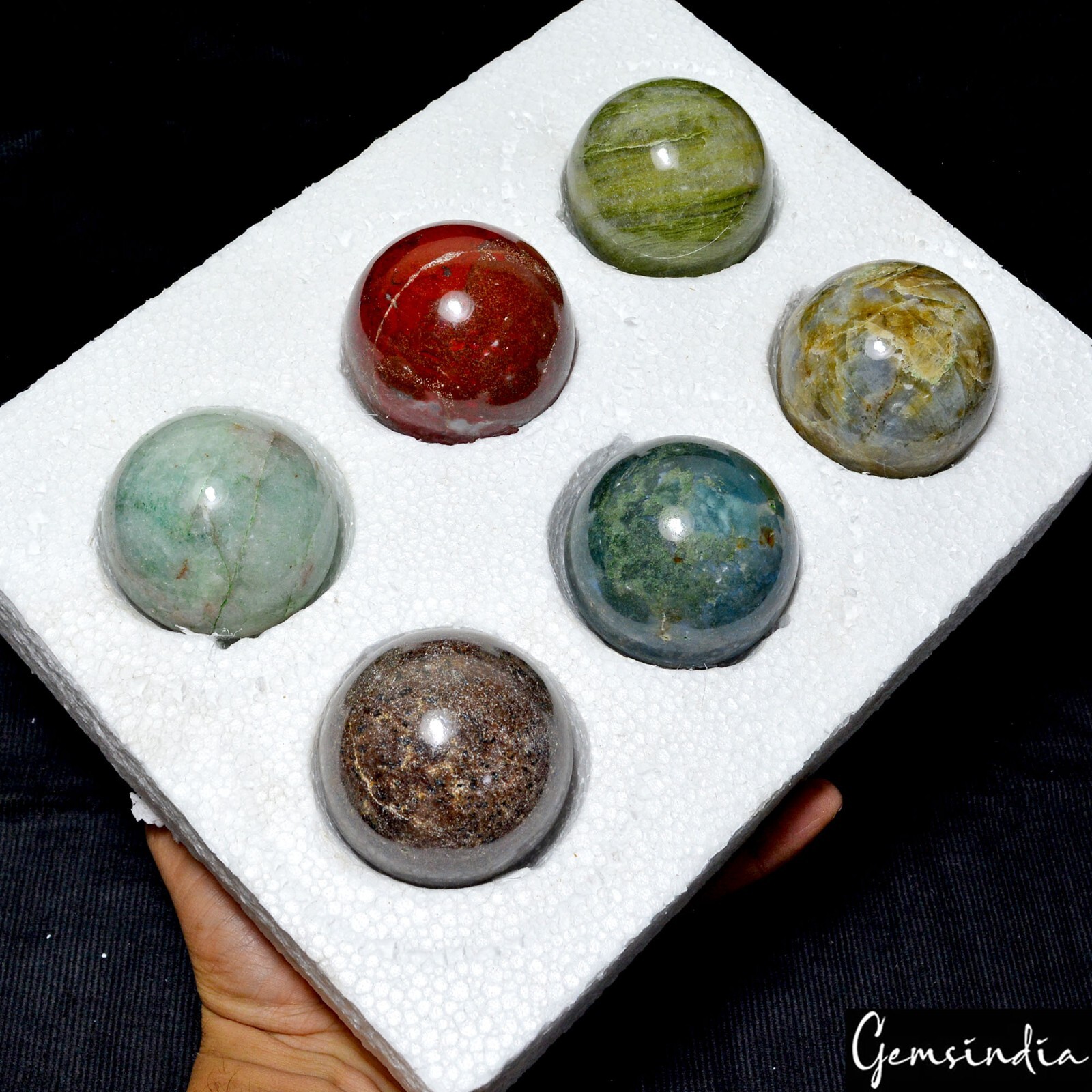 1.52 Kilo Natural Multi Gemstone Healing Crystal Mineral Gems Sphere With Stand