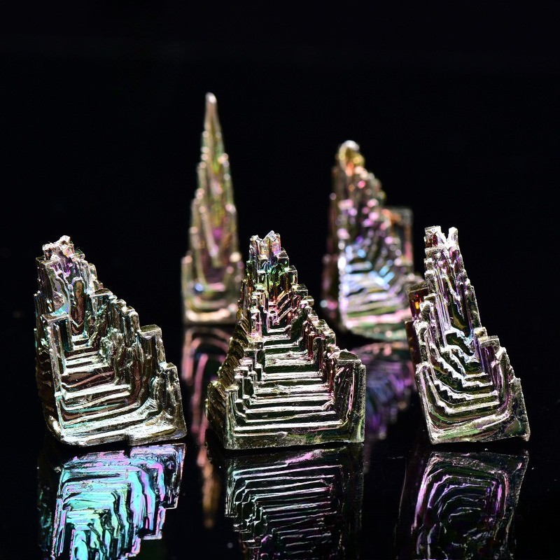 50~100gNatural Bismuth Ore Rainbow Crystal Mineral Specimen Healing Stone 1~3PCS