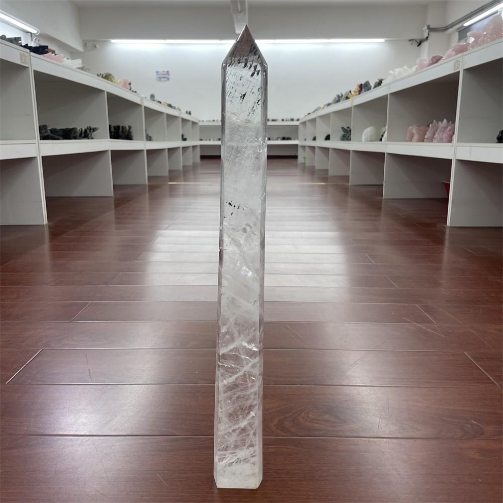 5.1LB 20.2″ Natural A+++ Clear Quartz Obelisk Tower Crystal Decor Reiki Heal