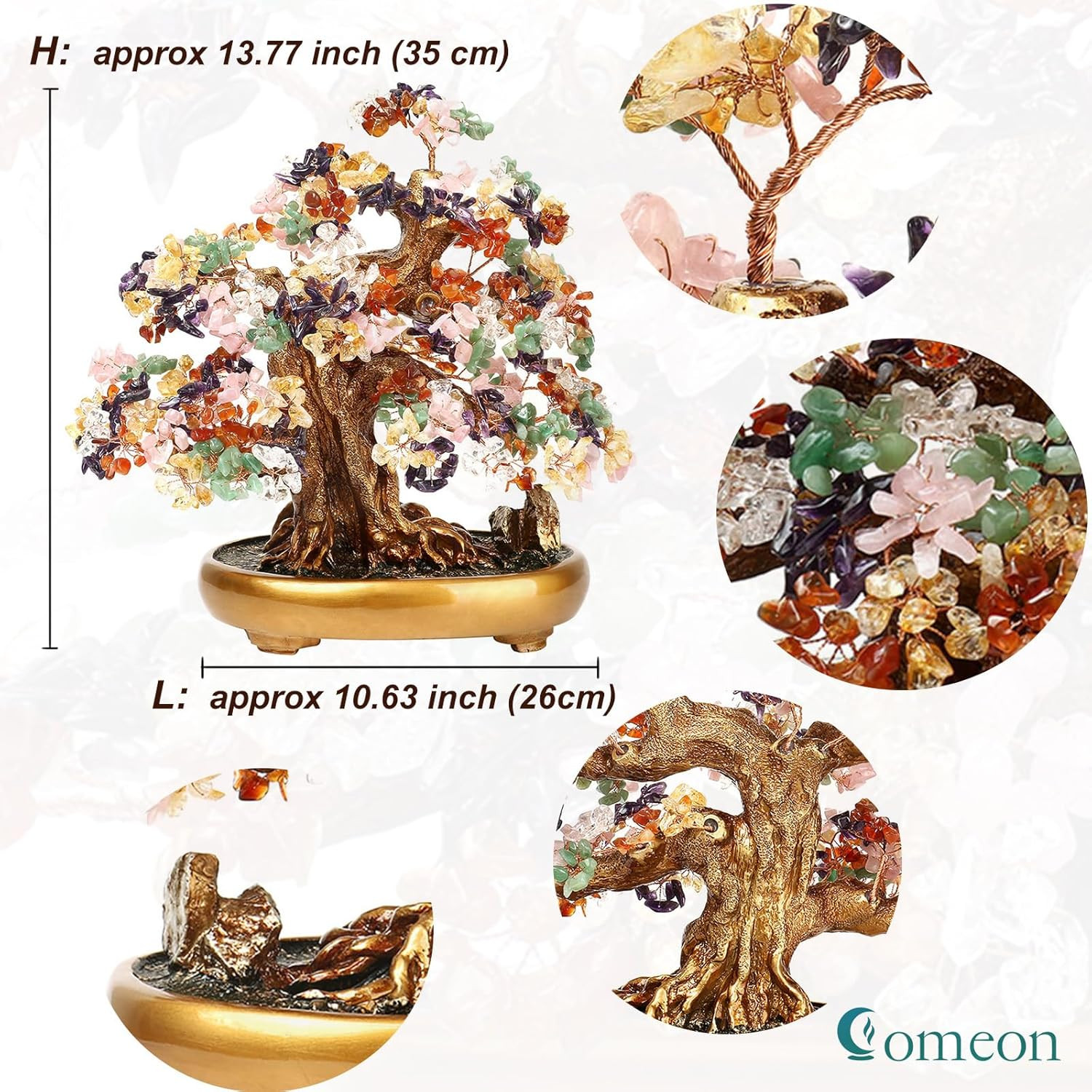 Feng Shui Money Tree Large Crystal Quartz Lucky Tree Gem Tree for Office Home Fe