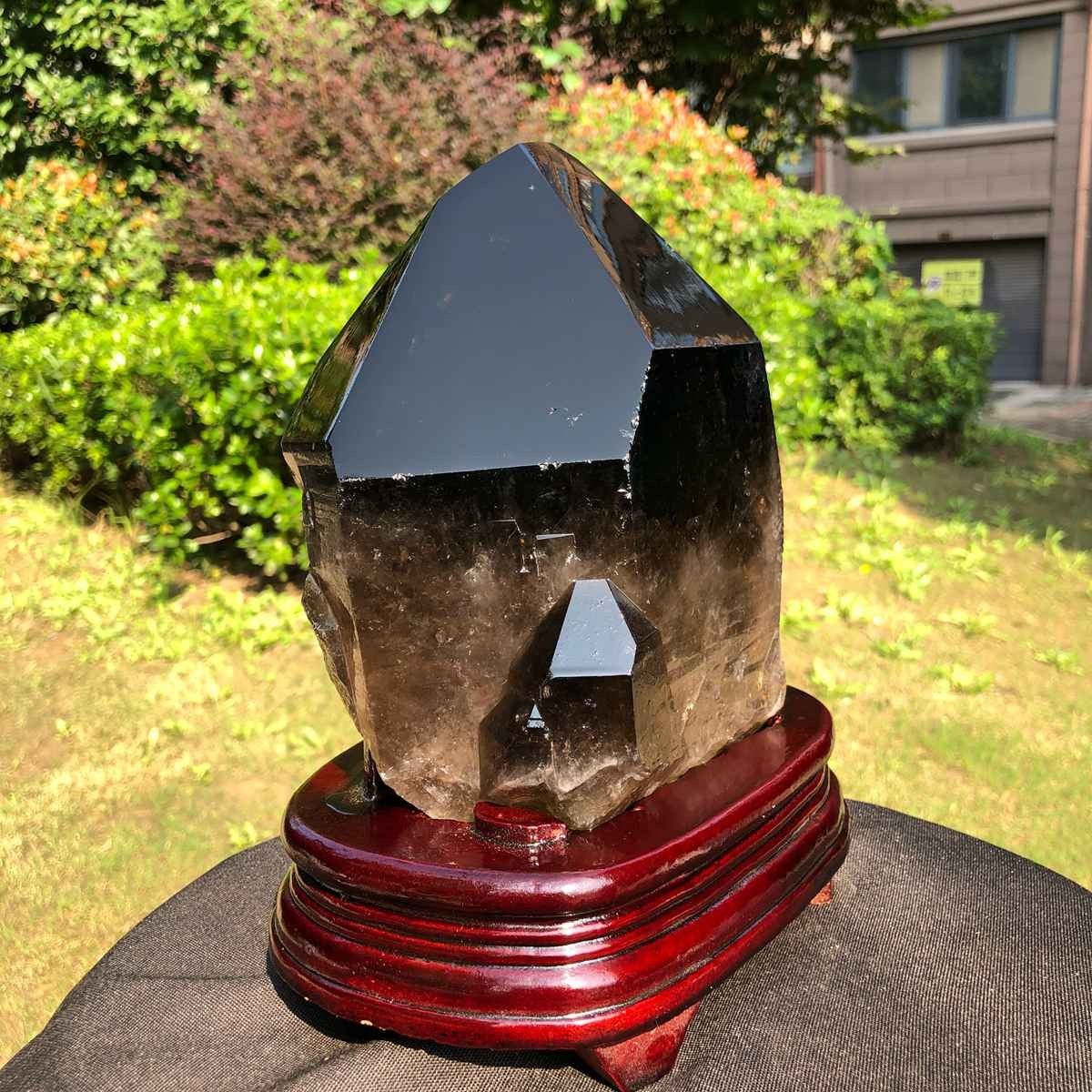 7.96LB Natural Dark tea quartz Crystal Specimen Reiki Mineral Add bracket 2343