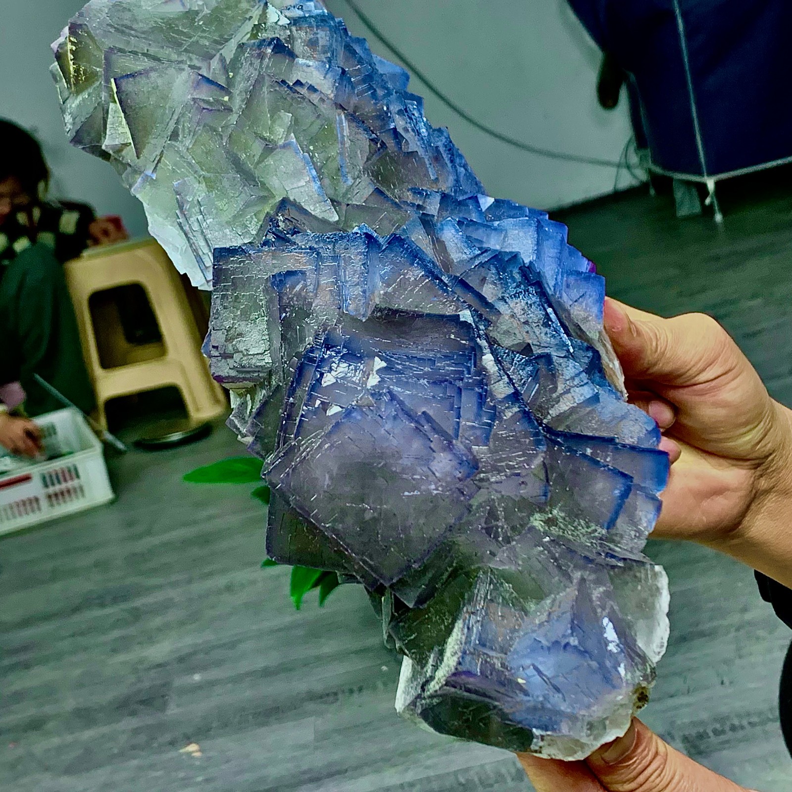 9.57LB Natural purple QR code fluorite cubic crystal mineral specimen