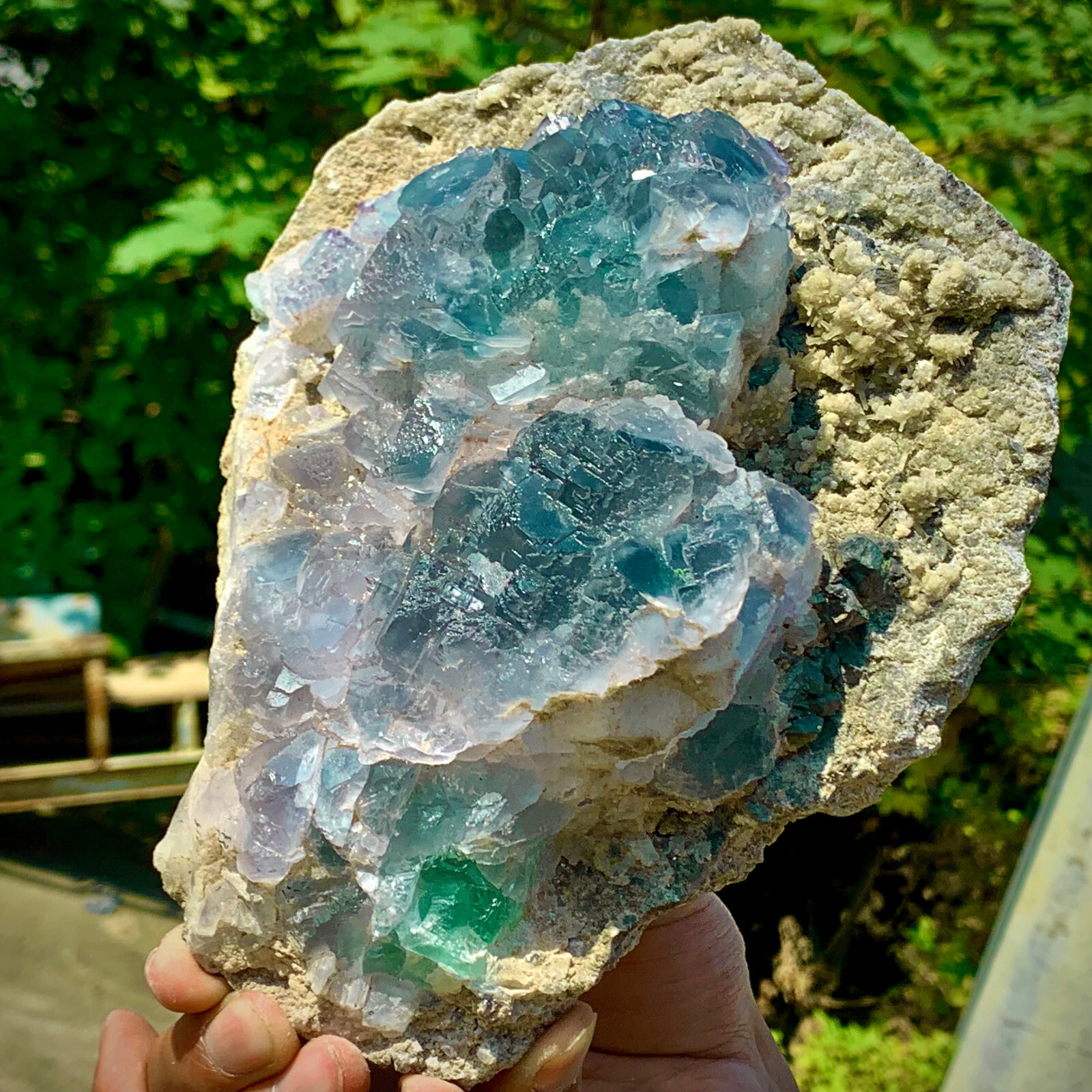 5LB pound rare transparent blue cubic fluorite mineral crystal sample/China-