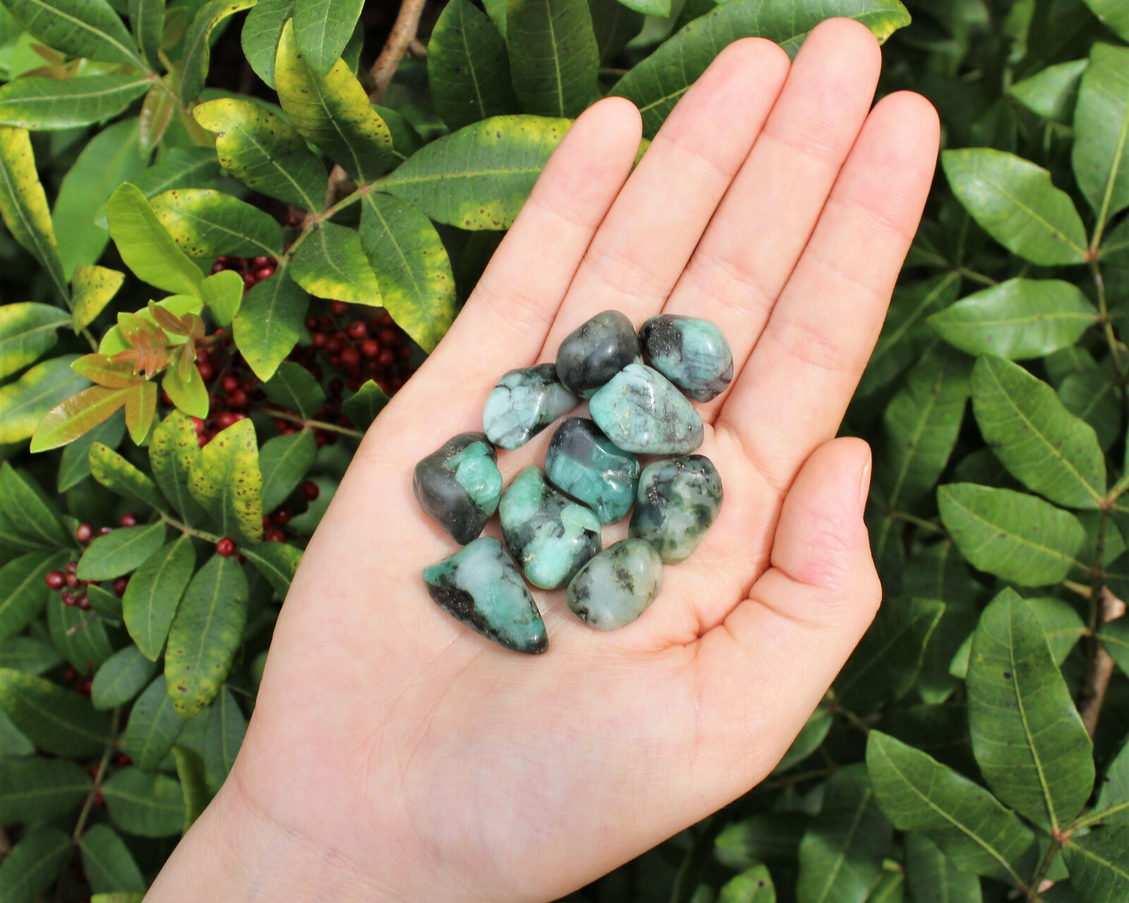 4 oz Emerald Tumbled Stones: ‘A’ Grade Natural Polished Crystals 1/4 lb