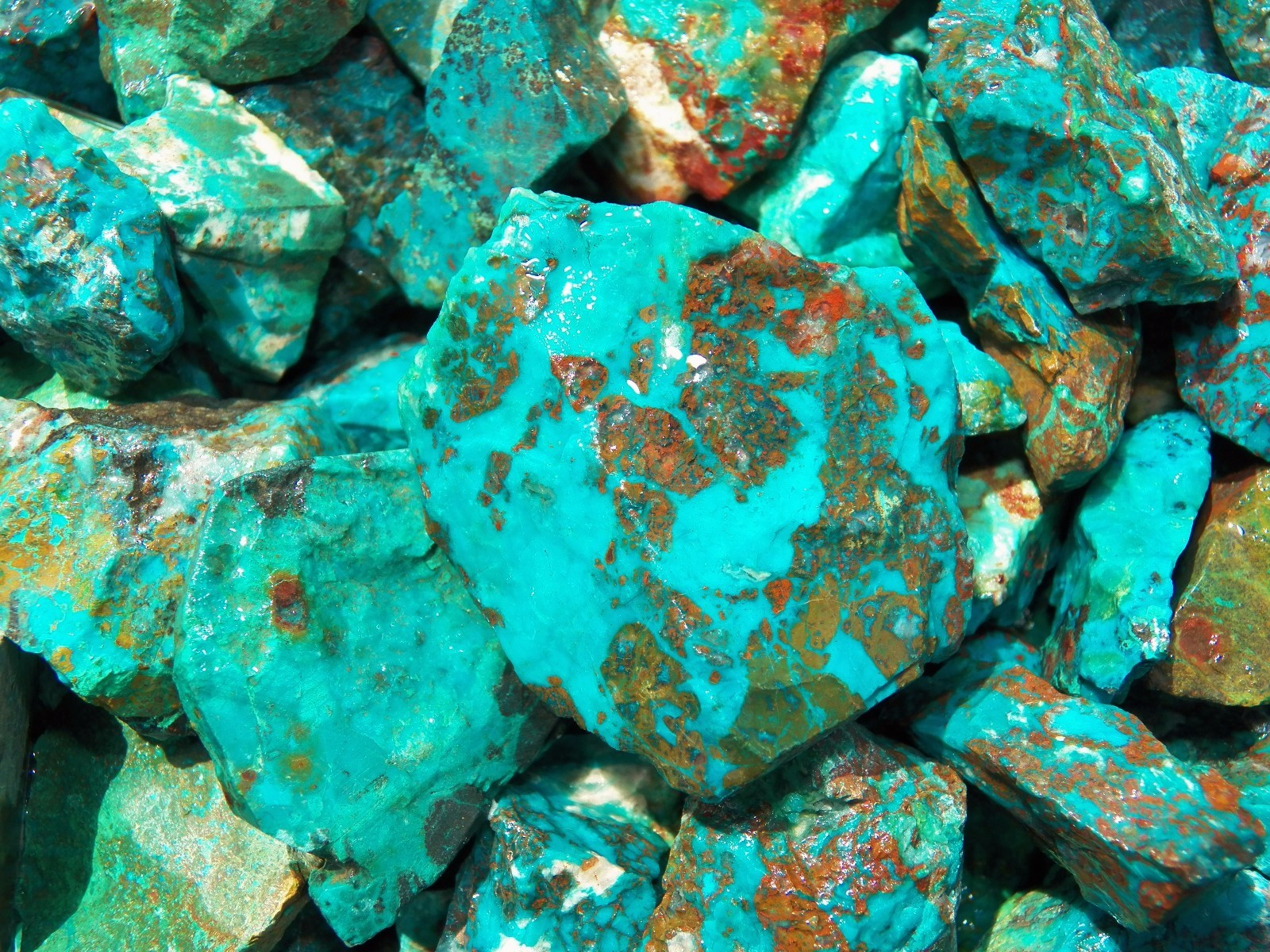 1000 Carat Lots of Chrysocolla & Turquoise Rough – Plus a FREE Faceted Gemstone