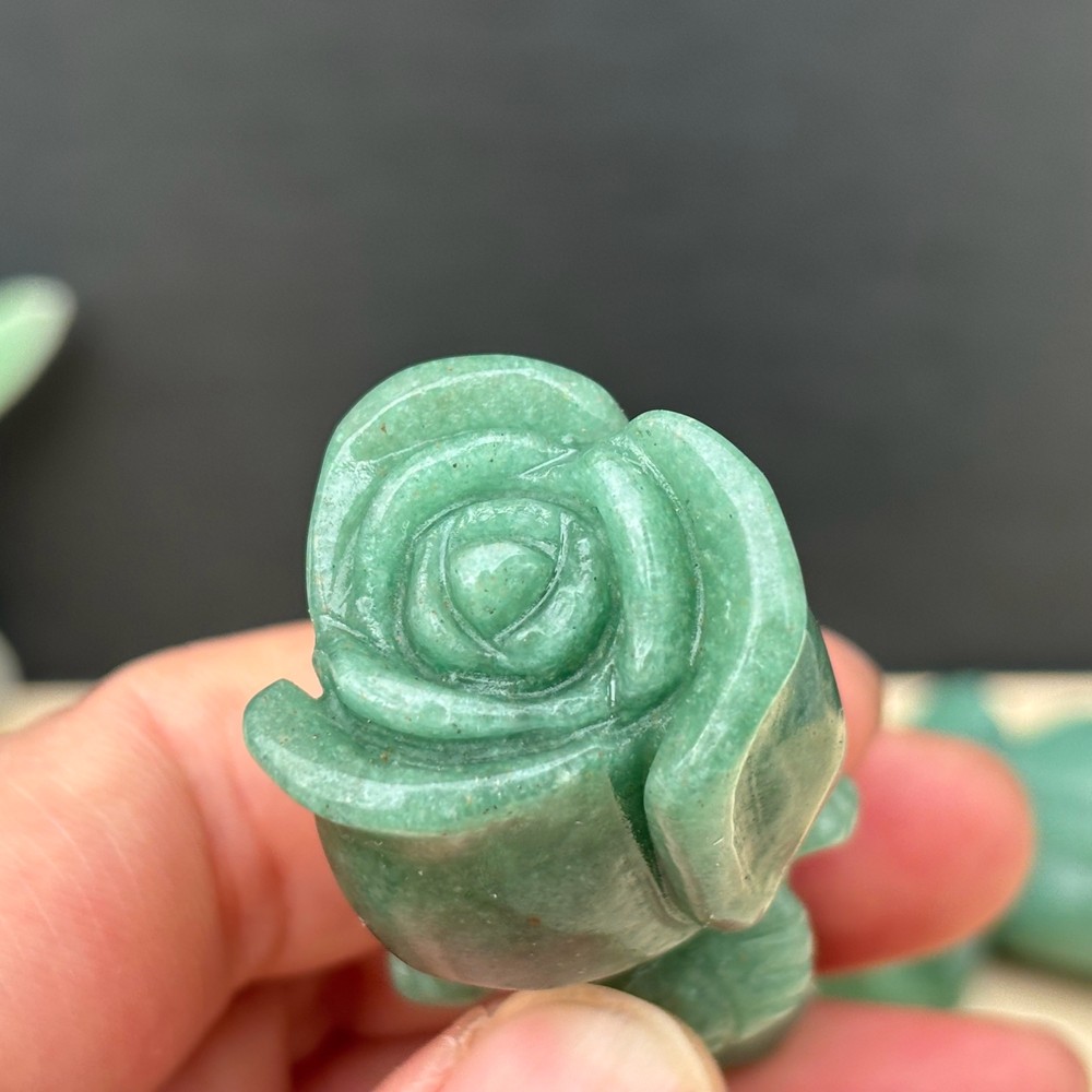 2.3″ Natural Aventurine Quartz Rose Carved Crystal Flower Skull Healing Gift 1pc