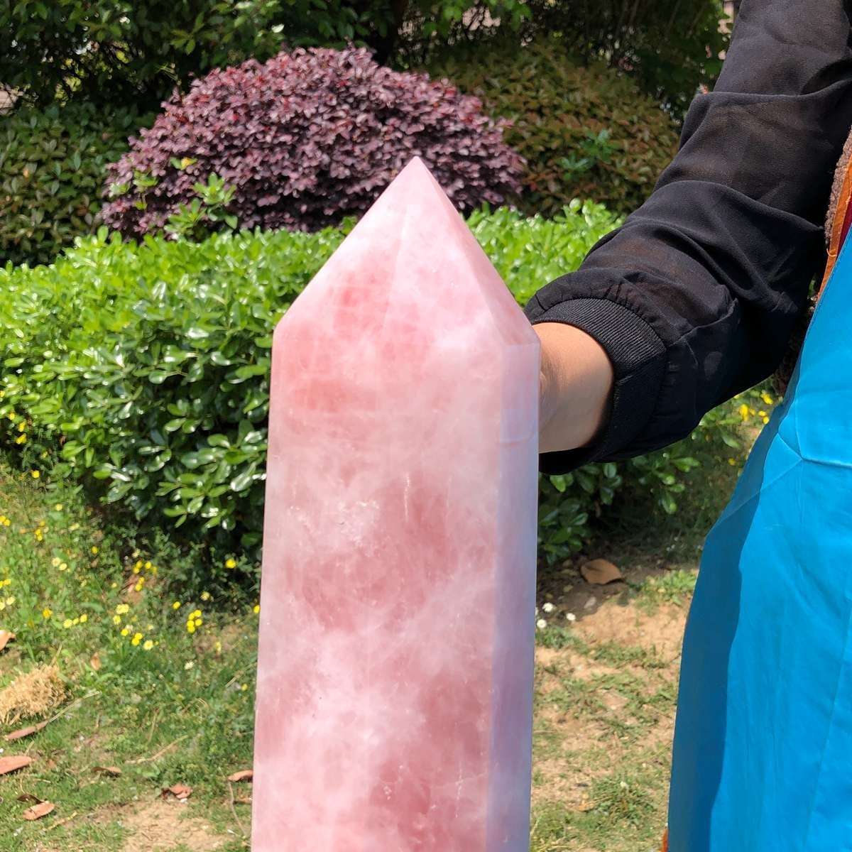 9.74LB Natural rose quartz obelisk pink crystal tower point healing decor