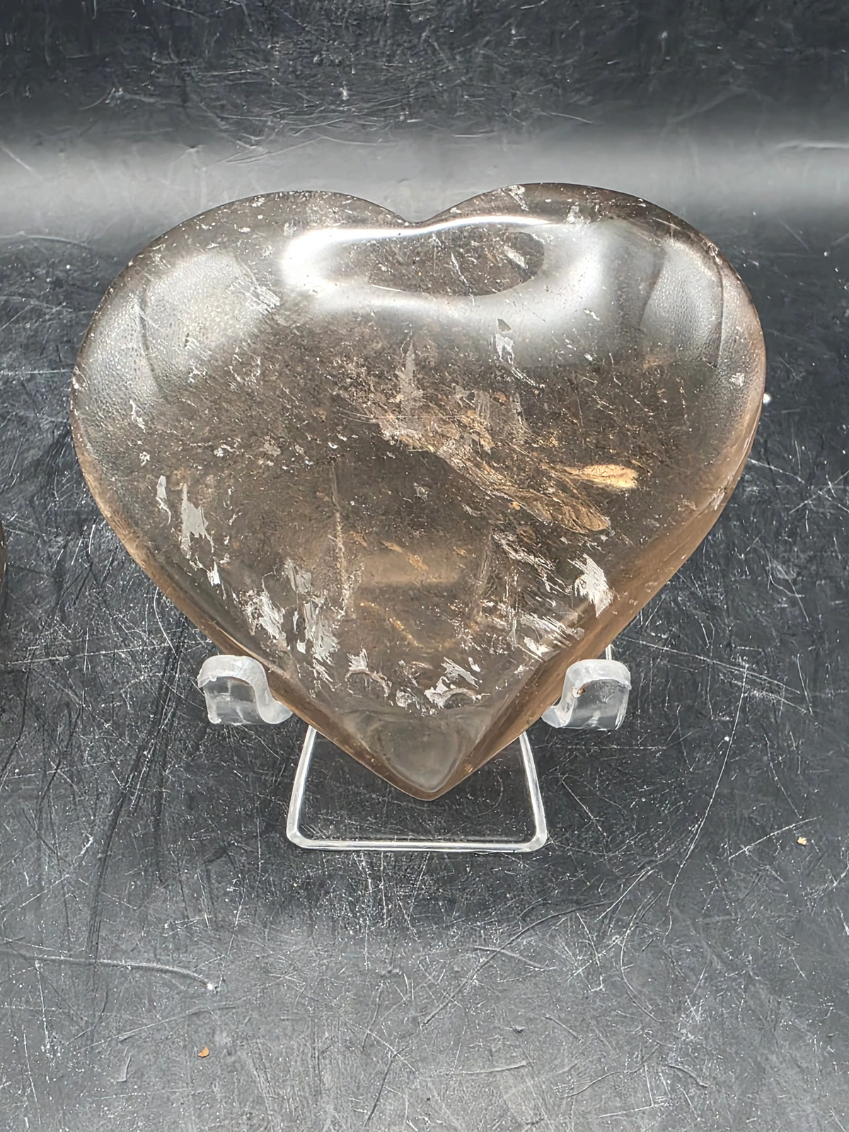Smoky quartz heart!! 4 to 5 ounces, 2.5 to 3 inches!!