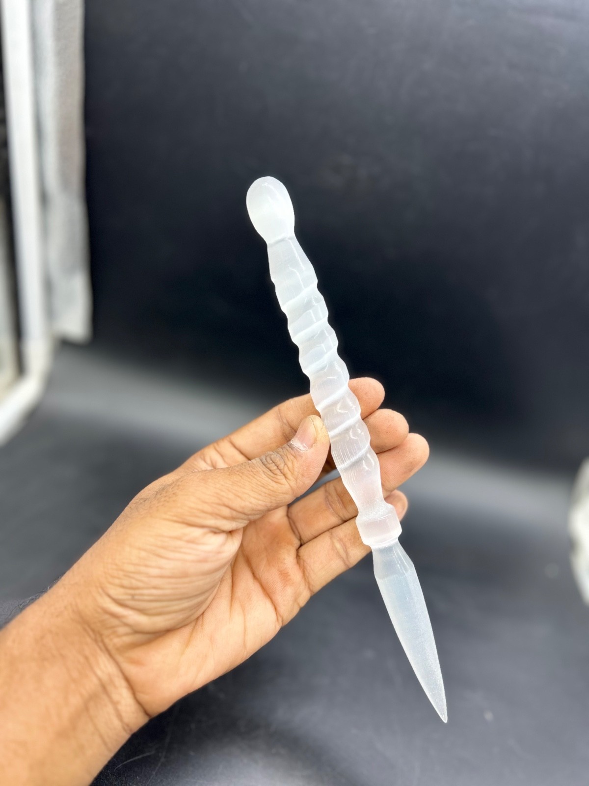 9” Handcrafted Selenite Wand,Polished Crystal Blade,Healing & Meditation Tool