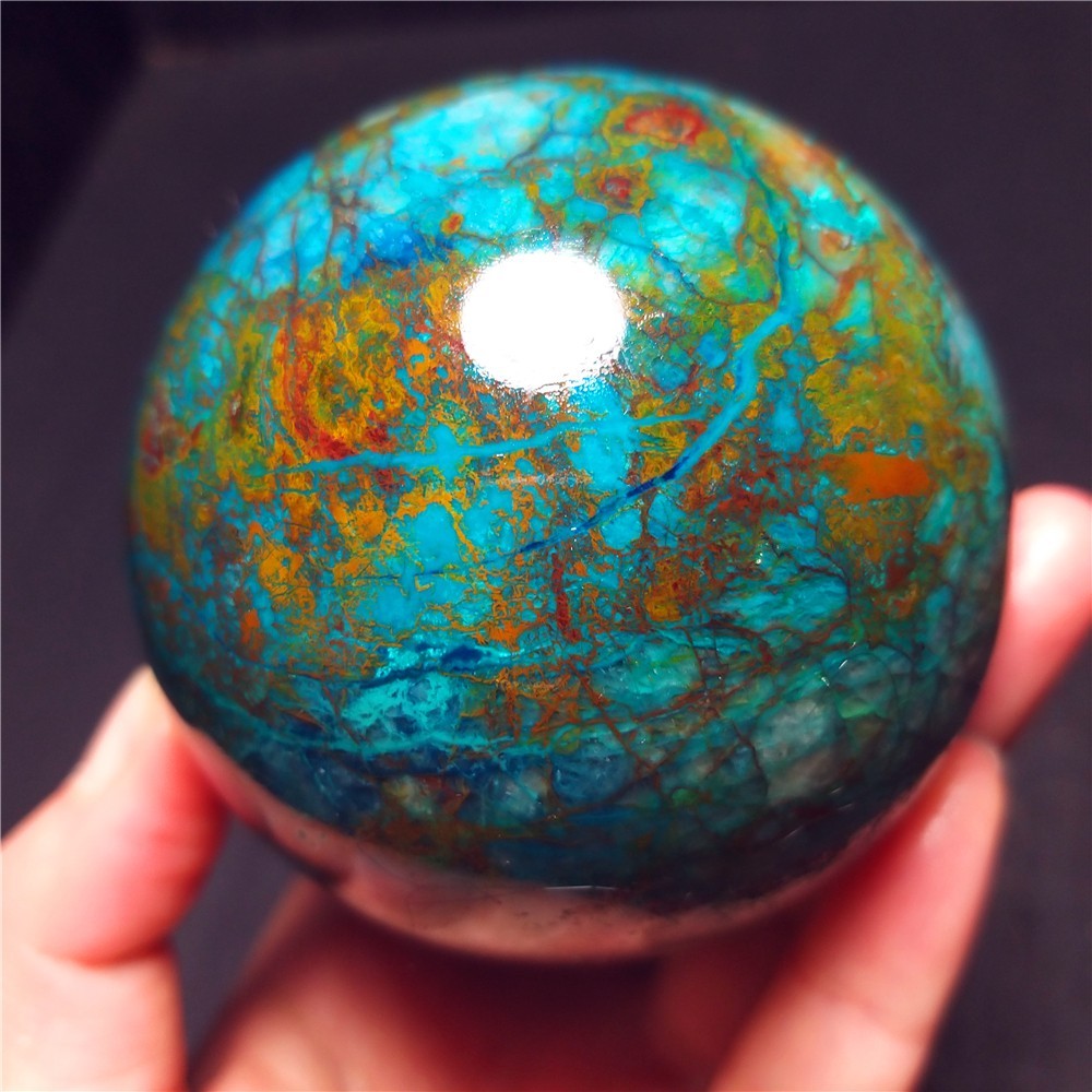 RARE 385.5G Natural Malachite Turquoise Blue Copper Ore Symbiotic Ball QQ200