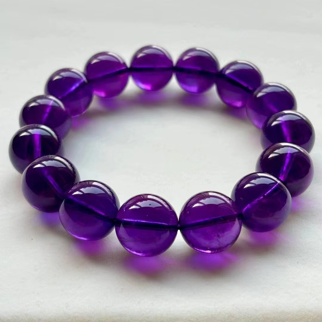 15mm Natural Uruguay Amethyst Quartz Purple Round Beads Jewelry Bracelet AAAA
