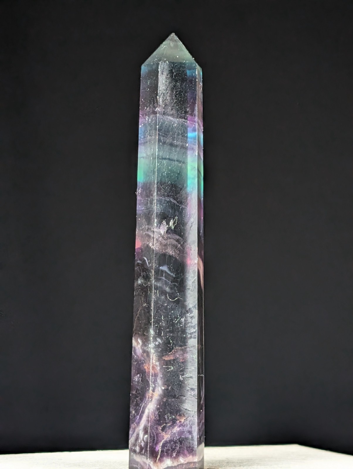 Rainbow Fluorite Tower Crystal Gemstone Large Tall Point Chakra Reiki