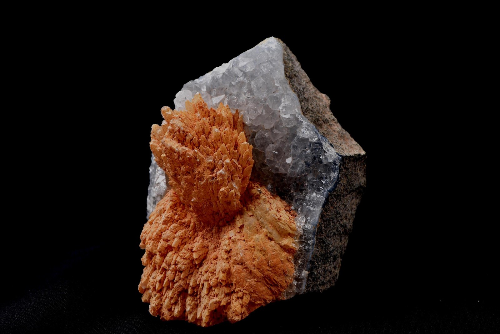 Peach stilbite flower on quartz helps with psychic knowing and intuition #8182