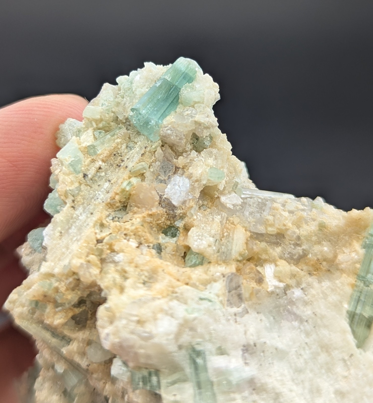 Green Tourmaline On Matrix In Bunch Shape Cluster, From Afghanistan, 85 Grams
