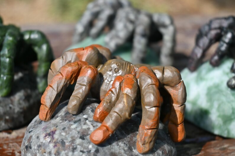 3.2″Hand carved Natural Quartz Spider Reiki Crystal figurine Heal Decor gift 1pc