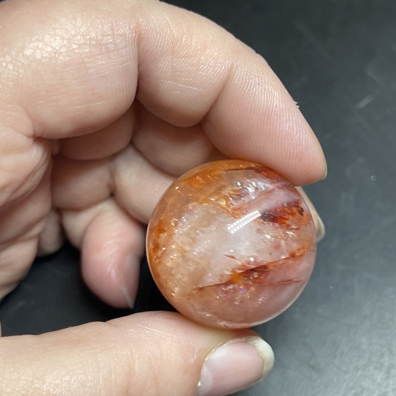 Fire Quartz Hematoid Crystal Sphere Ball Mini Sphere Marble 27.8mm