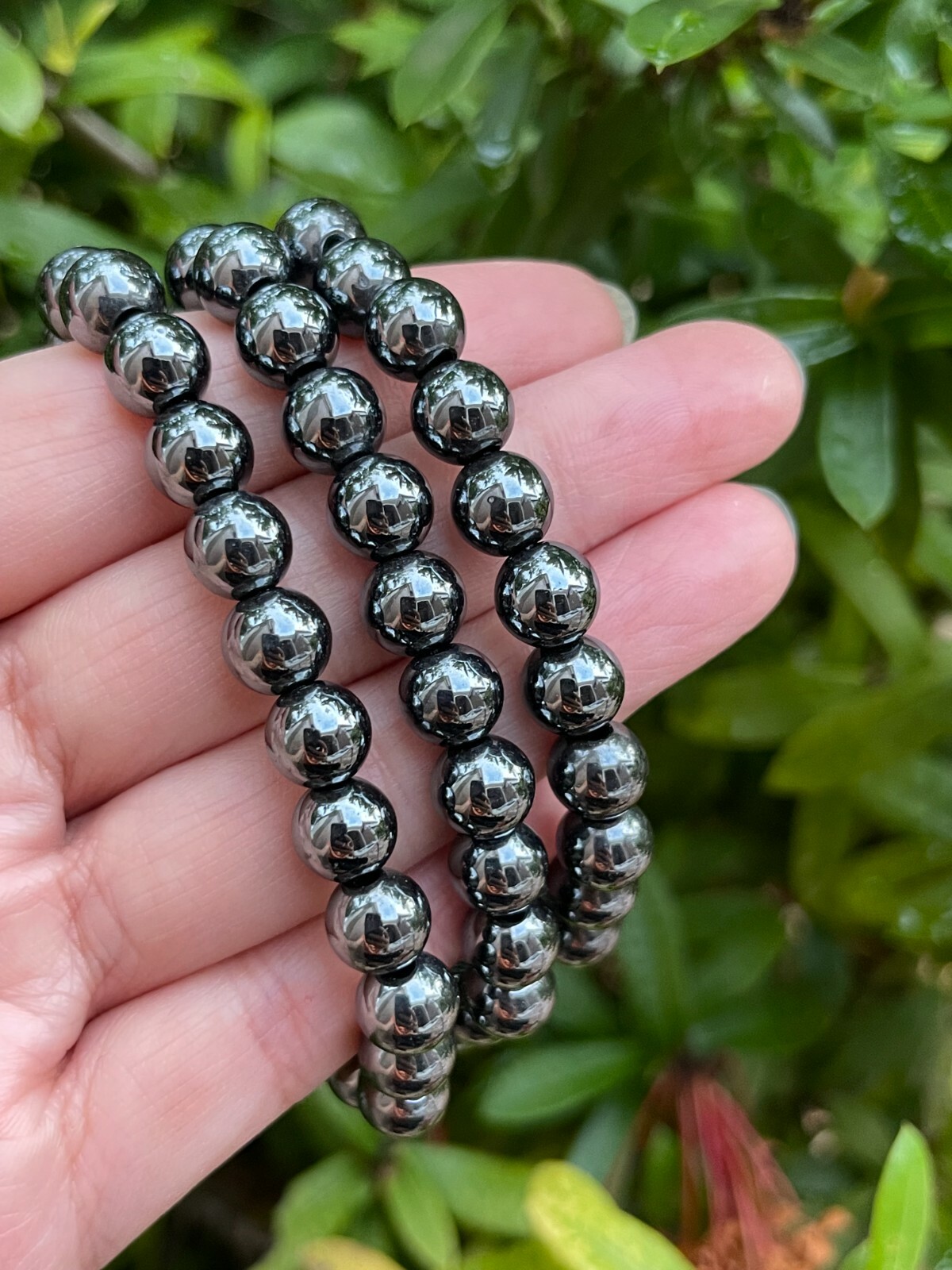 Grade A++ Hematite Crystal Bead Bracelet 8mm, Genuine Hematite Gemstone Bracelet