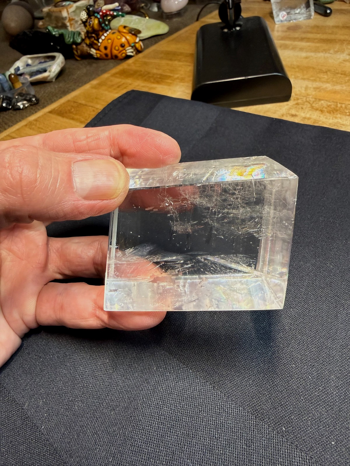 Calcite Rhombus Optical Grade Translucent Crystal Gemstone Cube Specimen 002