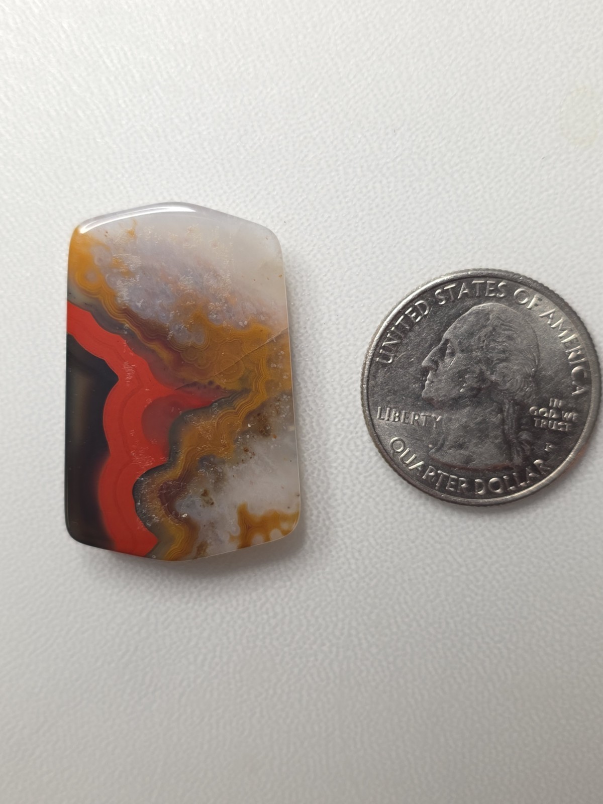 Rare Red Black Tan Clear Banded Kentucky Agate Cabochon Ready to Set #C-13