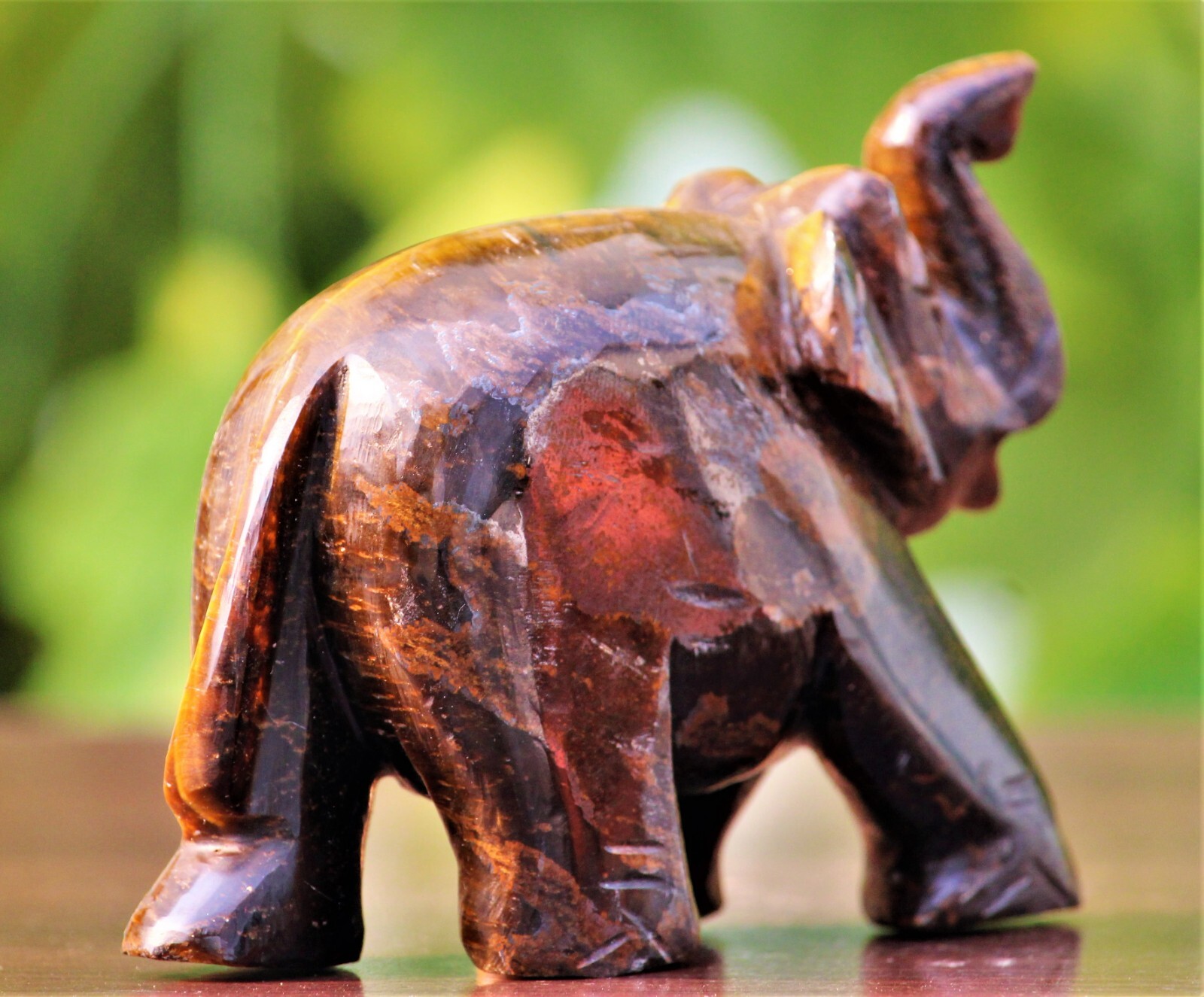 Figurine Elephant Natural Tiger’s Eye Crystal Carved Healing Charged Stone 290g