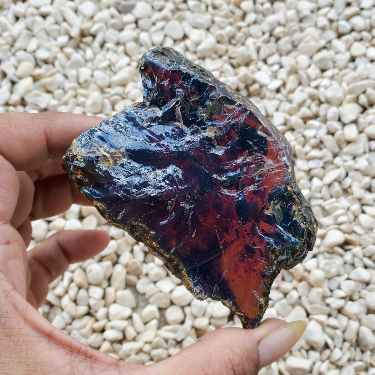 125 Grams Sumatran Blue Amber Rough #164