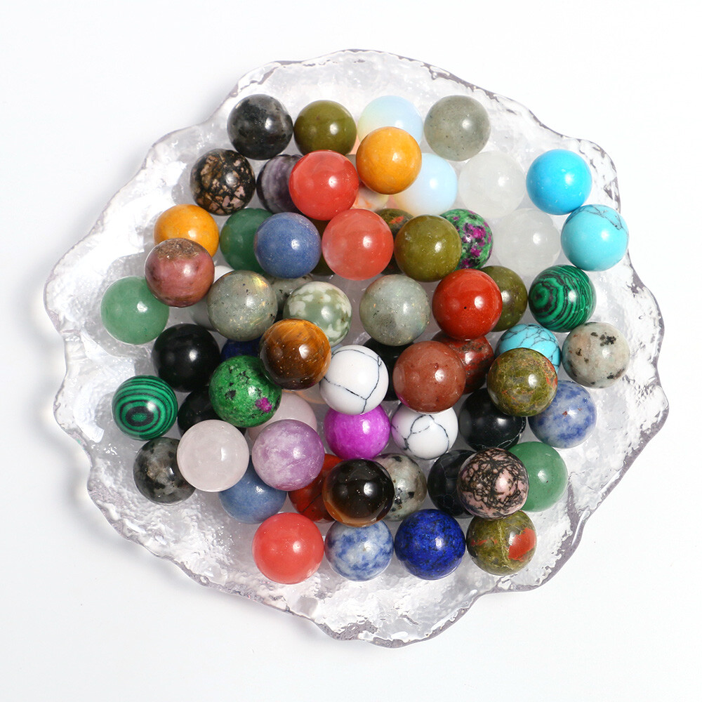 15mm Wholesale Natural Mixed Sphere Quartz Crystal Carved Gem Ball Reiki Healing