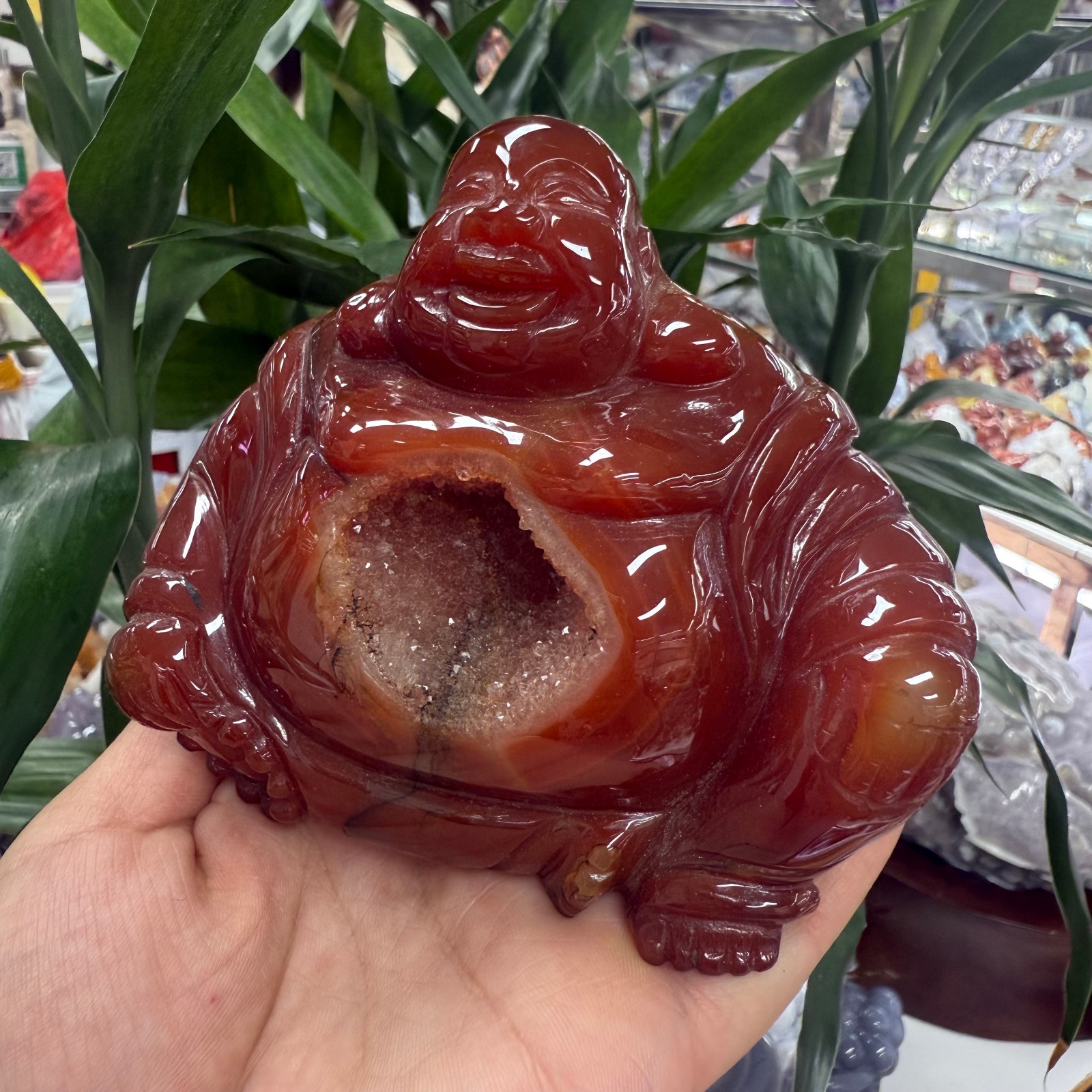 1.1LB Natural Red agate hand carved Buddha Quartz Crystal reiki healing random