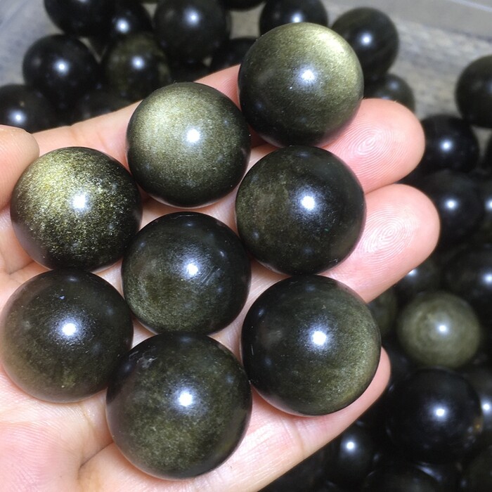 10Pcs Wholesale!NATURAL Golden BLACK Obsidian QUARTZ CRYSTAL Sphere Ball 20mm