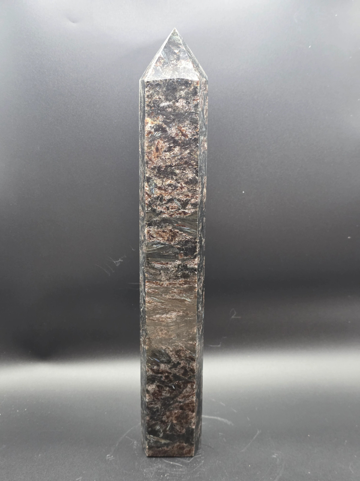 Jumbo arfvedsonite tower! 12 inches tall, 2.8 pounds