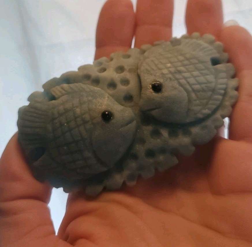 Carved Blue Ore Stone Fish Crystal Figure